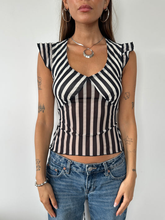 Mesh Stripe Top - Size XS