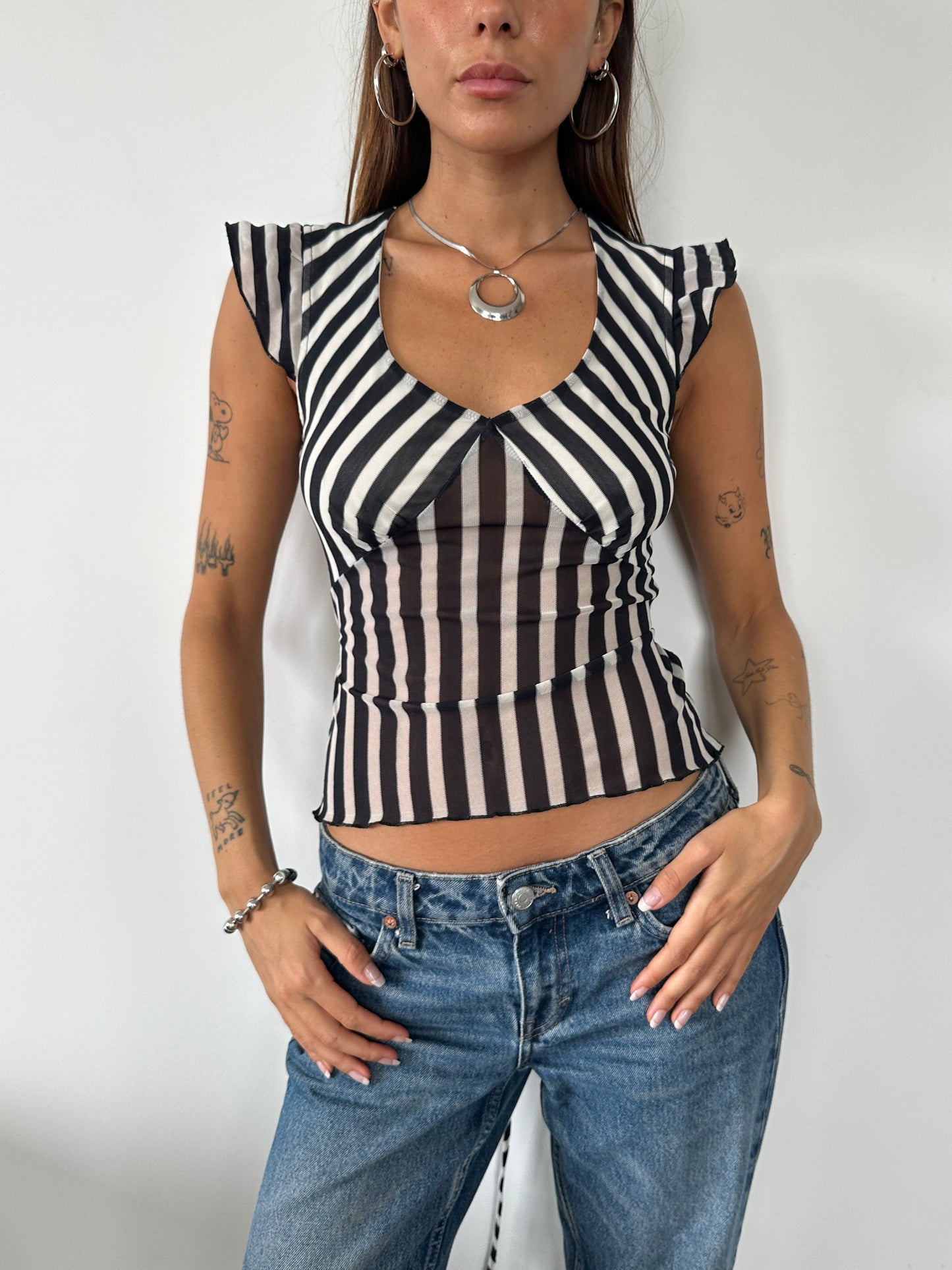 Mesh Stripe Top - Size XS