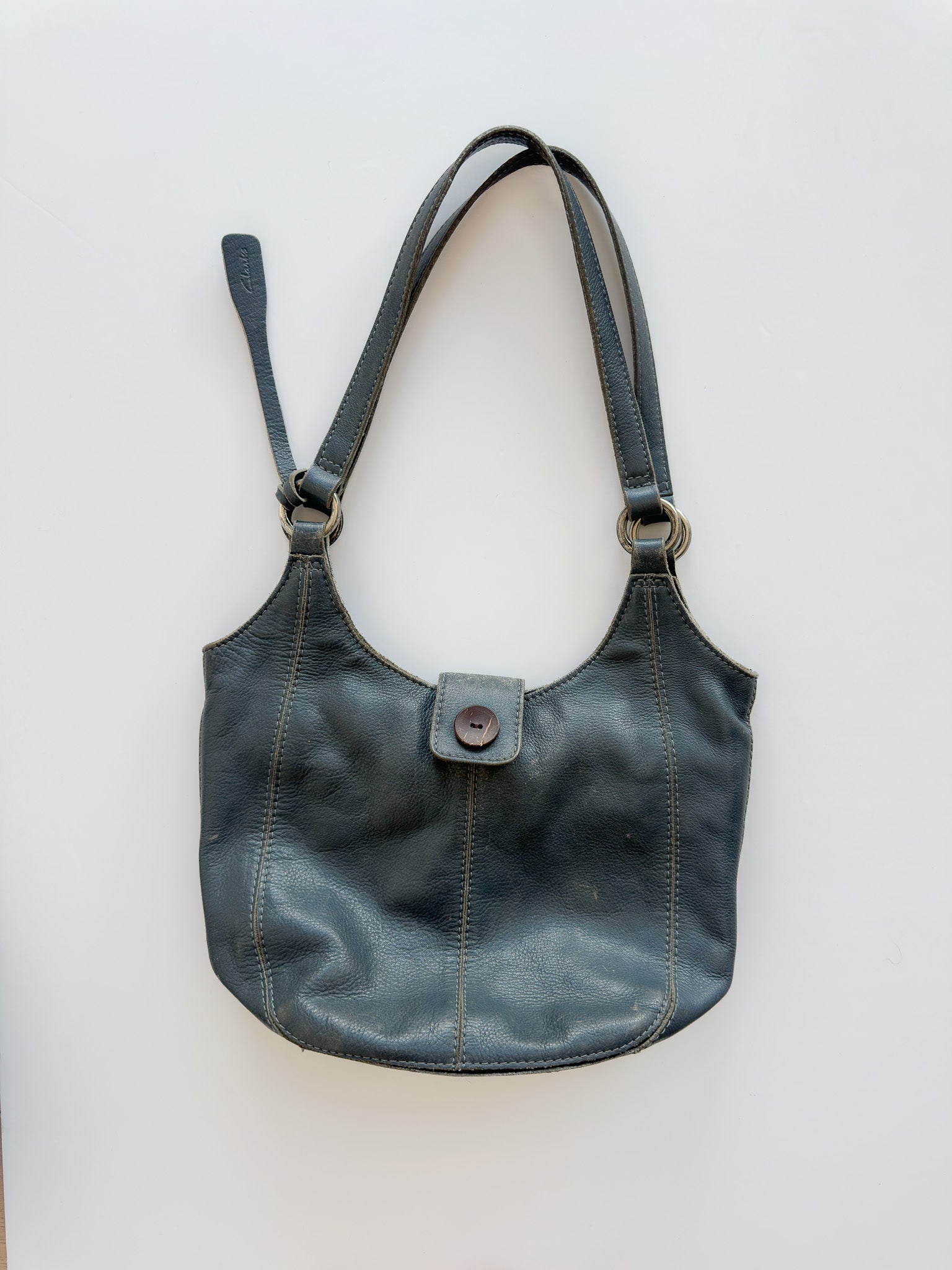 Grey Leather Hand-Bag