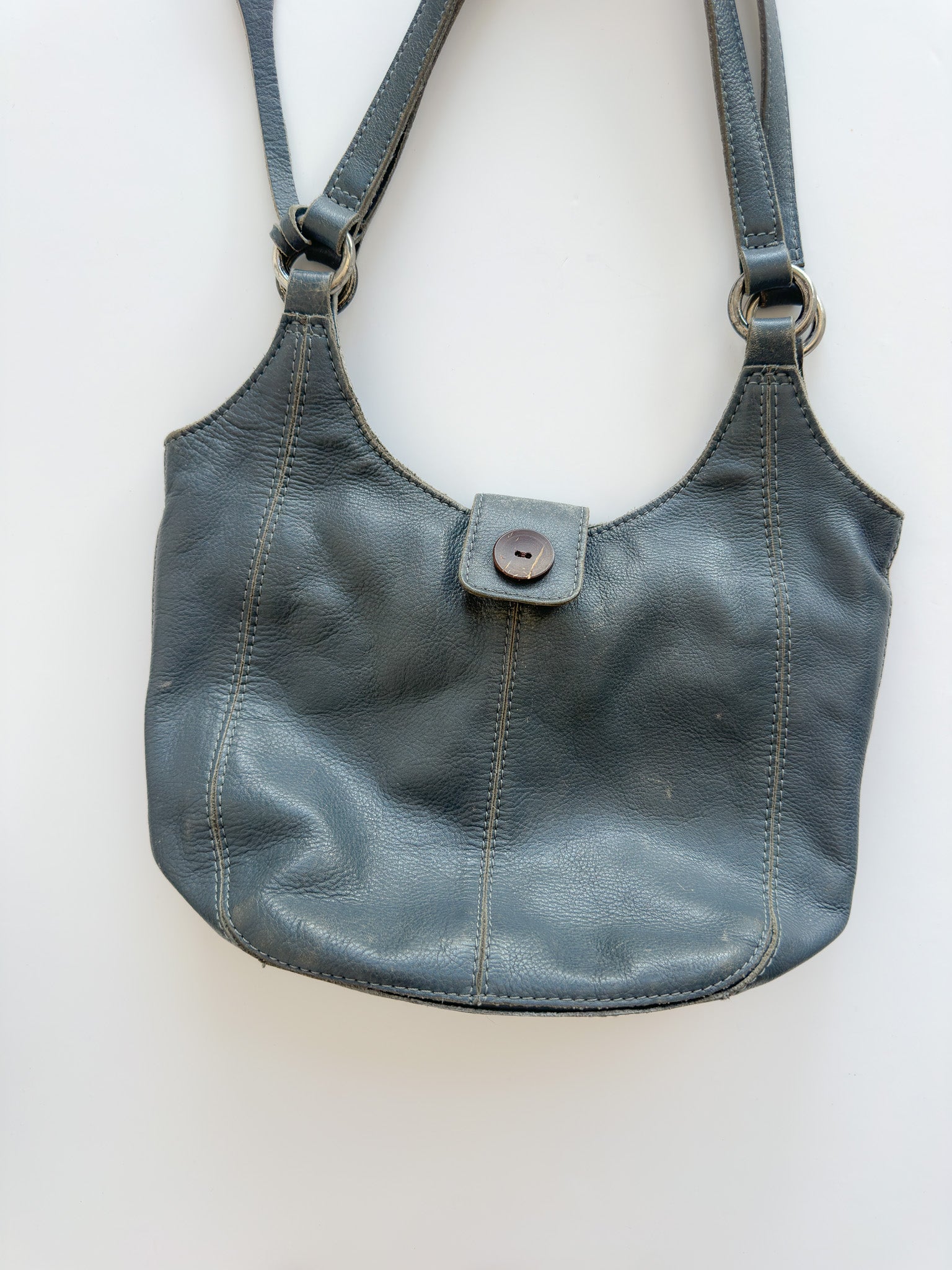 Grey Leather Hand-Bag