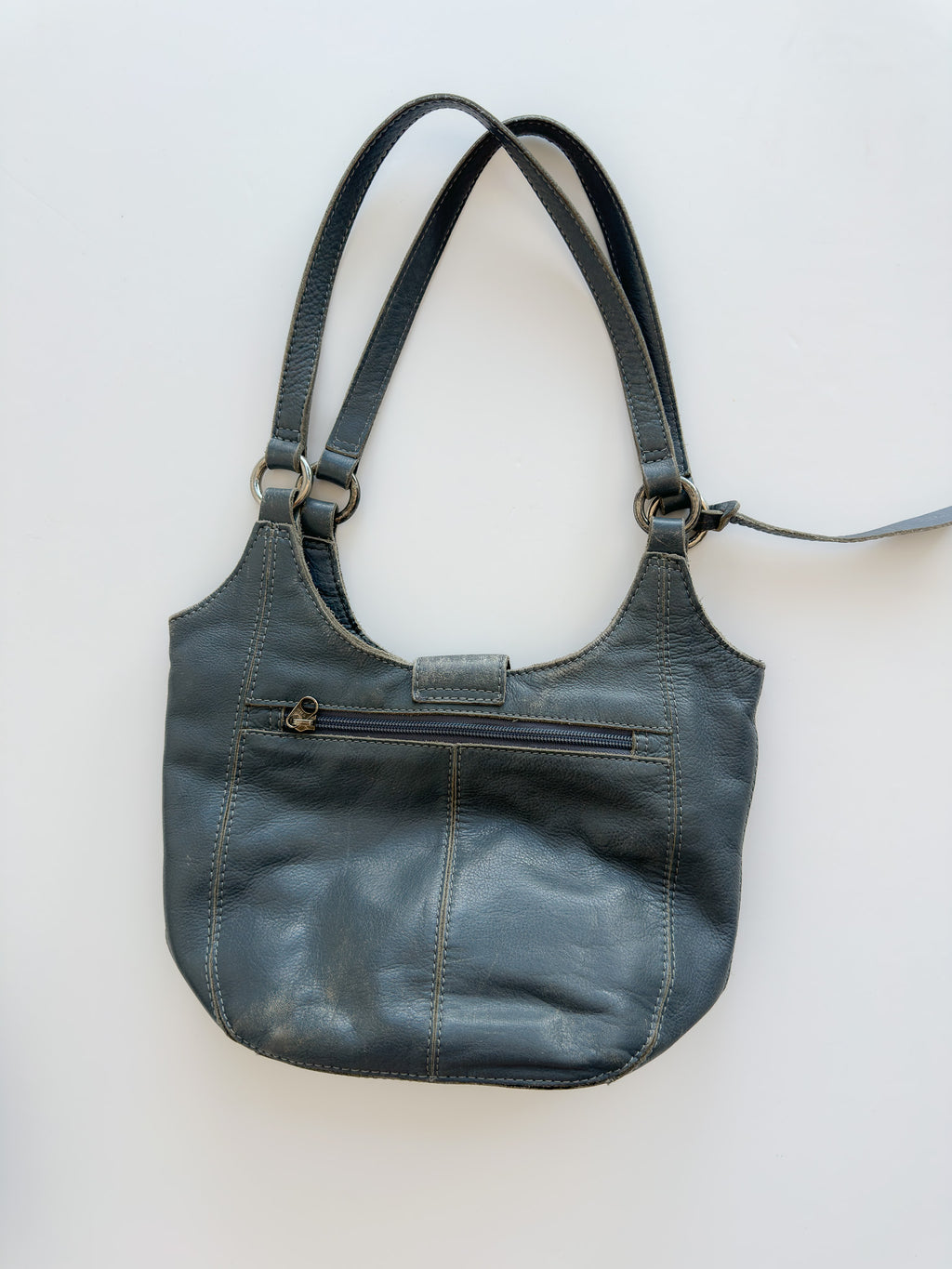 Grey Leather Hand-Bag