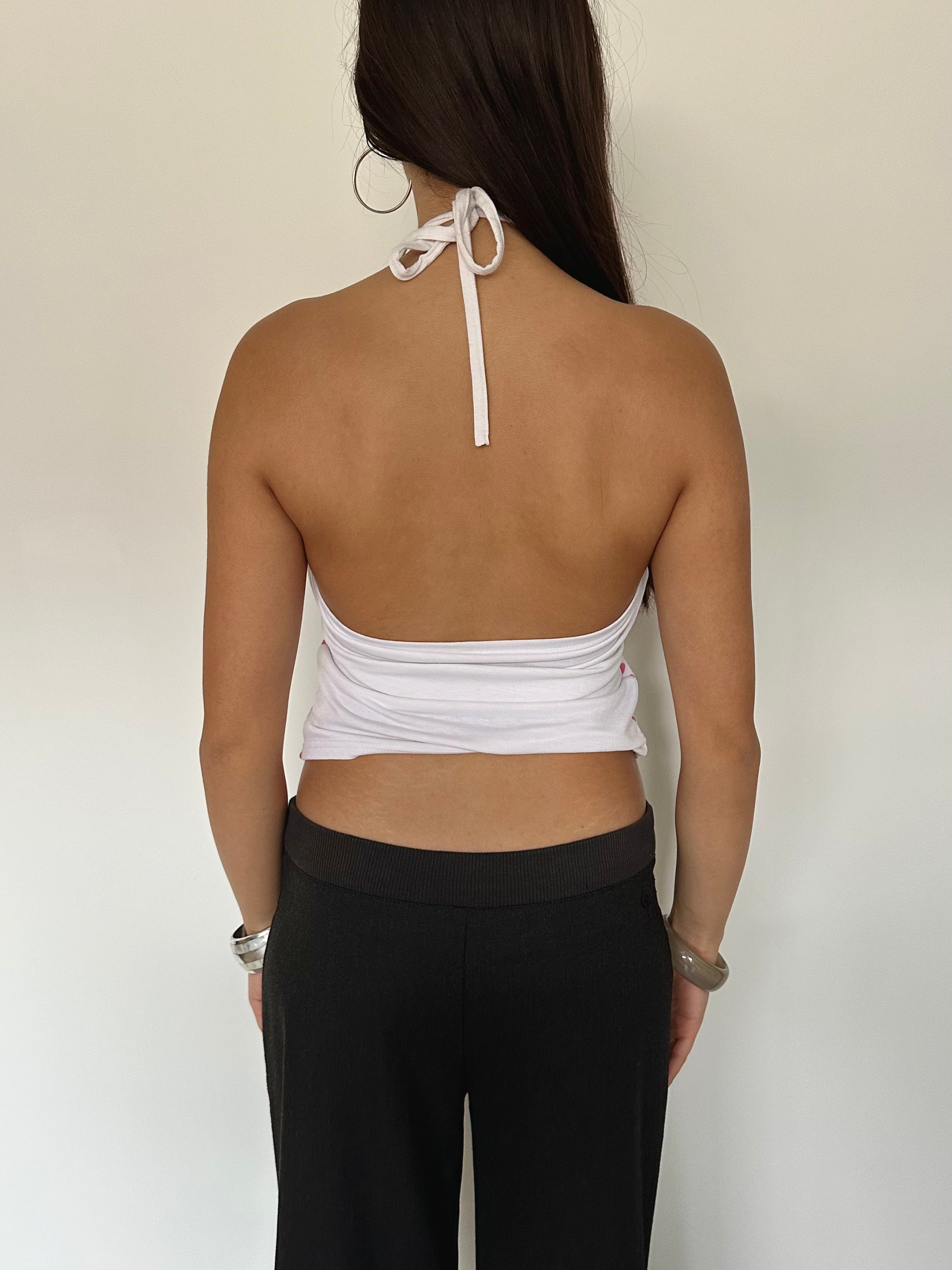polka dot halter top — size xs/s