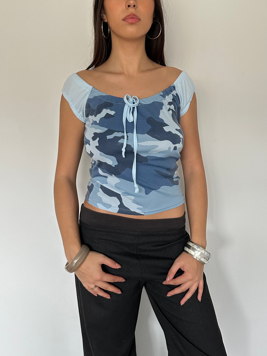 camo top — size xs/s