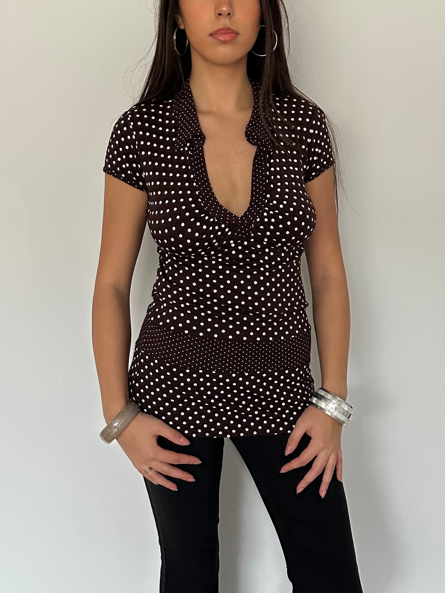polka dot tunic top — size s