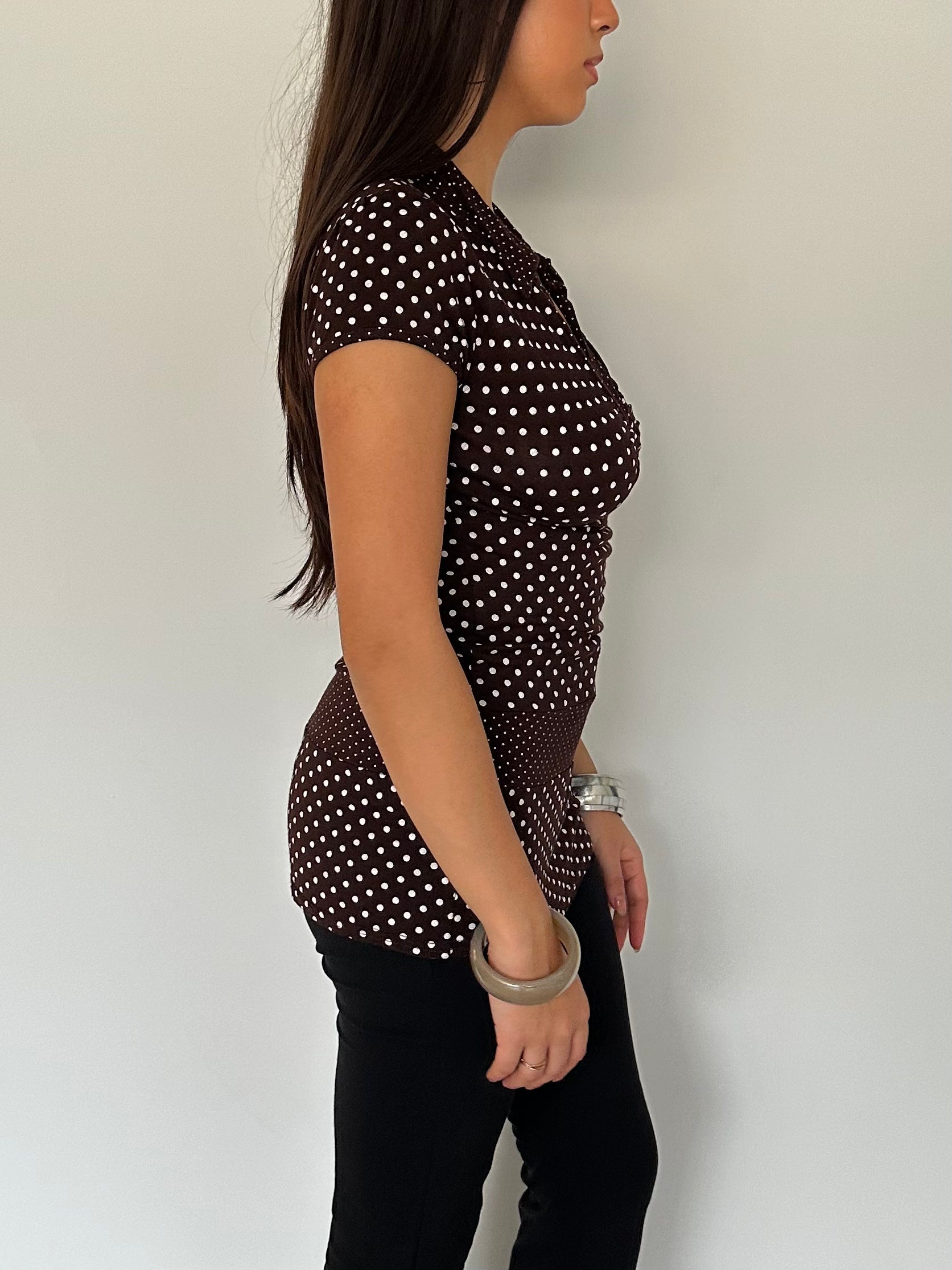 polka dot tunic top — size s