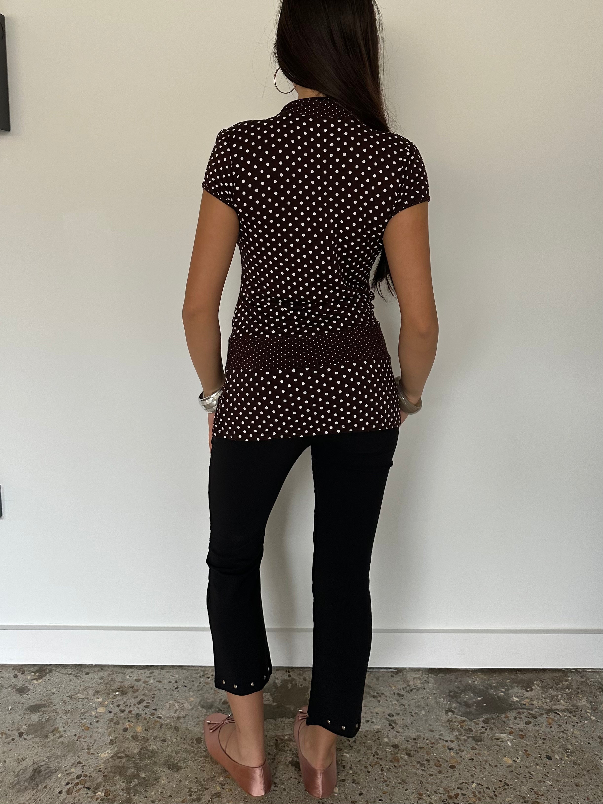 polka dot tunic top — size s