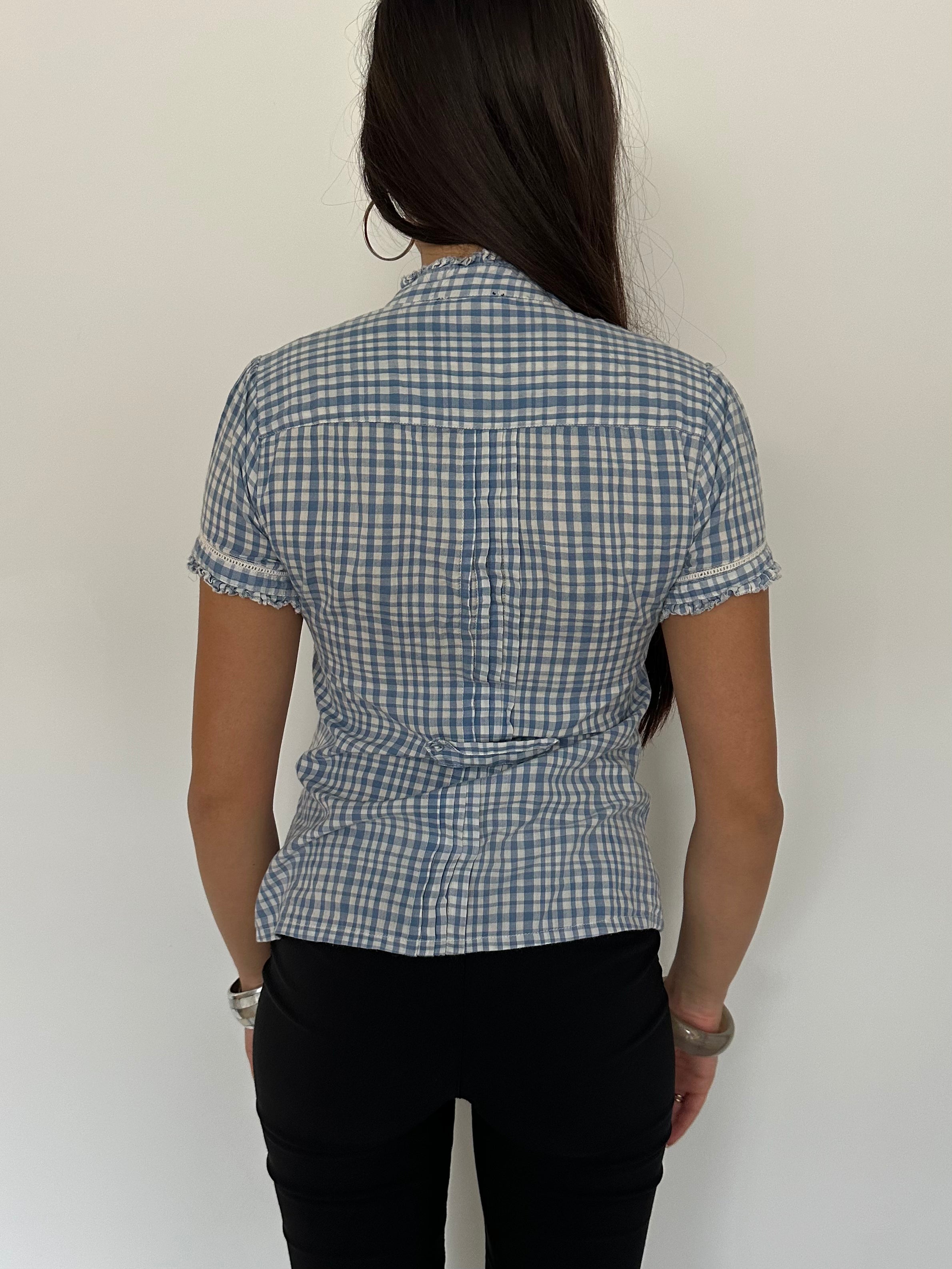 gingham button up shirt — size s/m