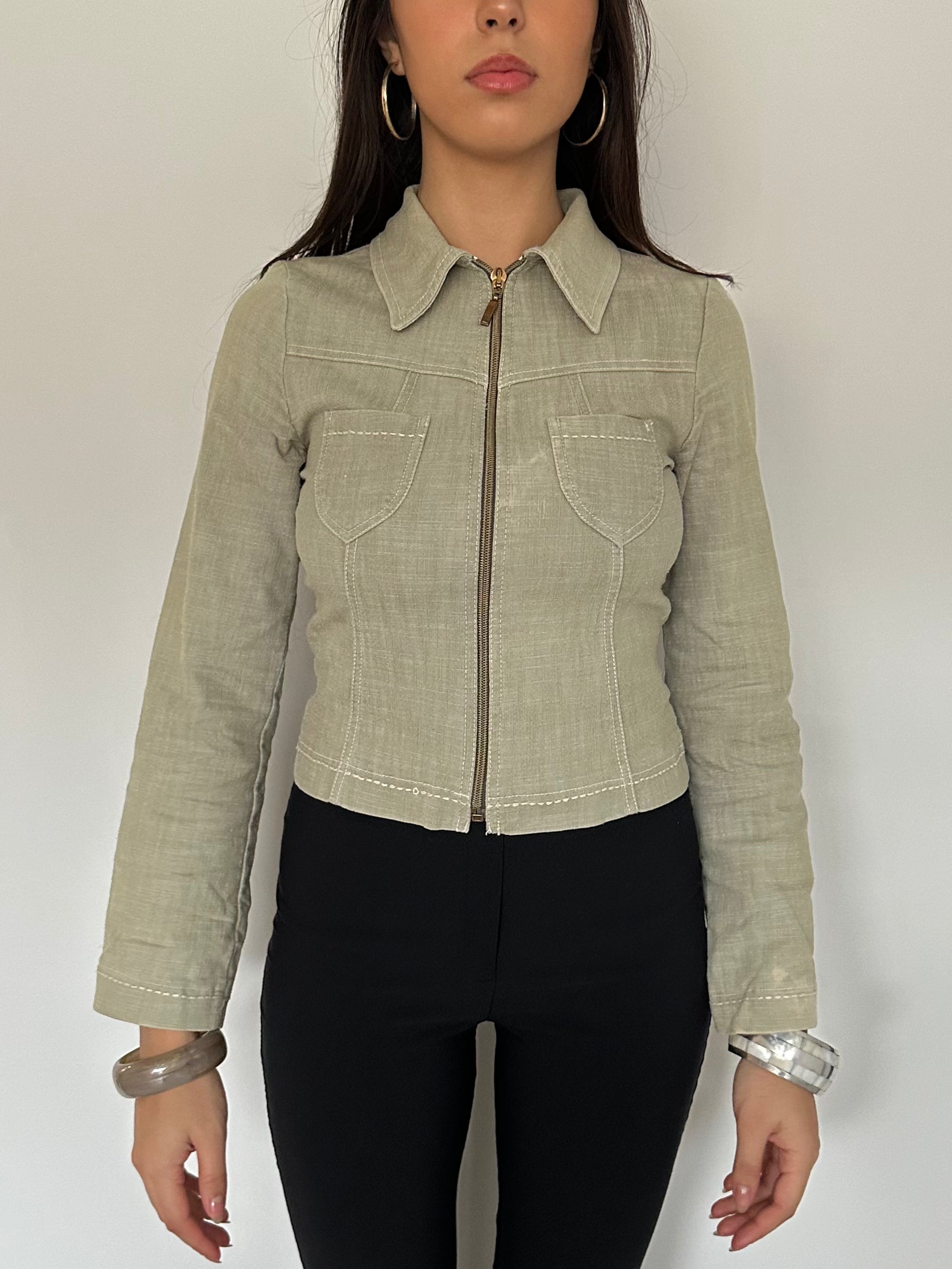 fitted zip up jacket — size xs