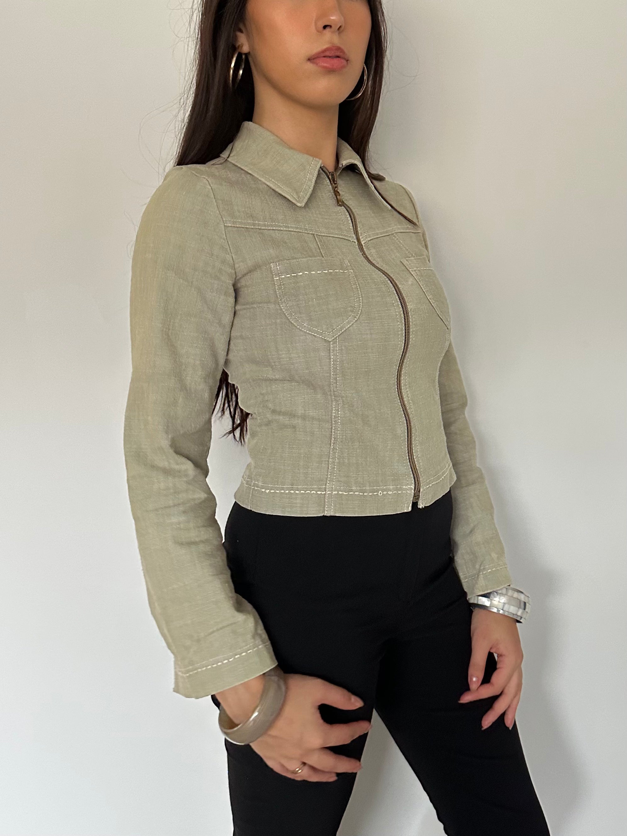 fitted zip up jacket — size xs