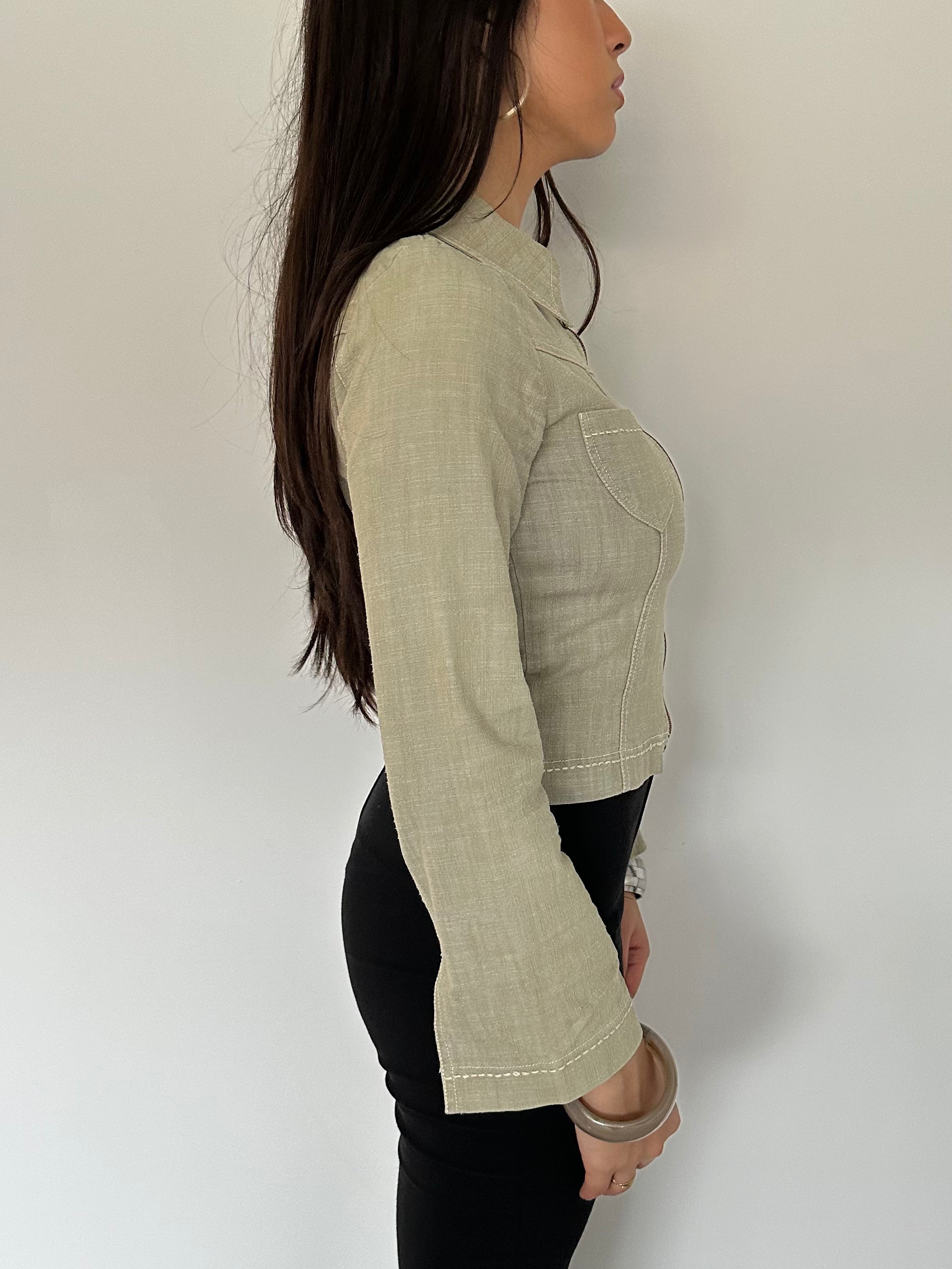 fitted zip up jacket — size xs