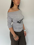 slouchy off shoulder top — size m