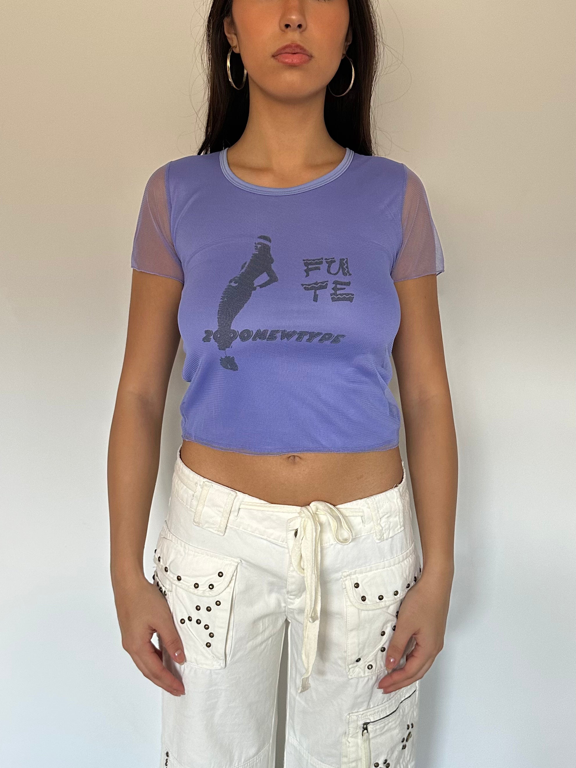 mesh baby tee — size xs