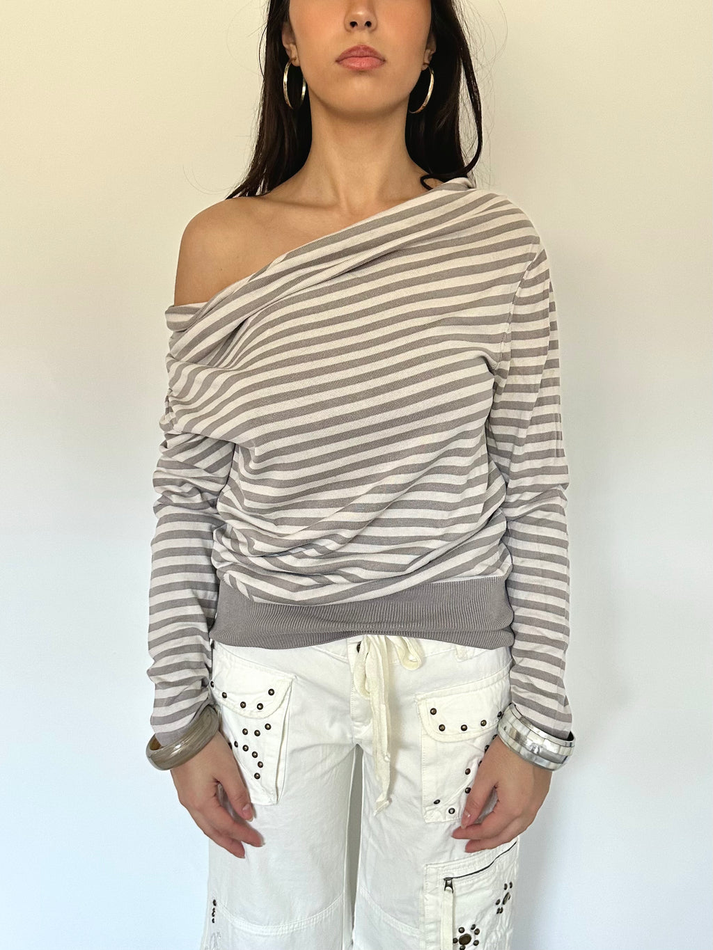 stripe slouchy knit — size m