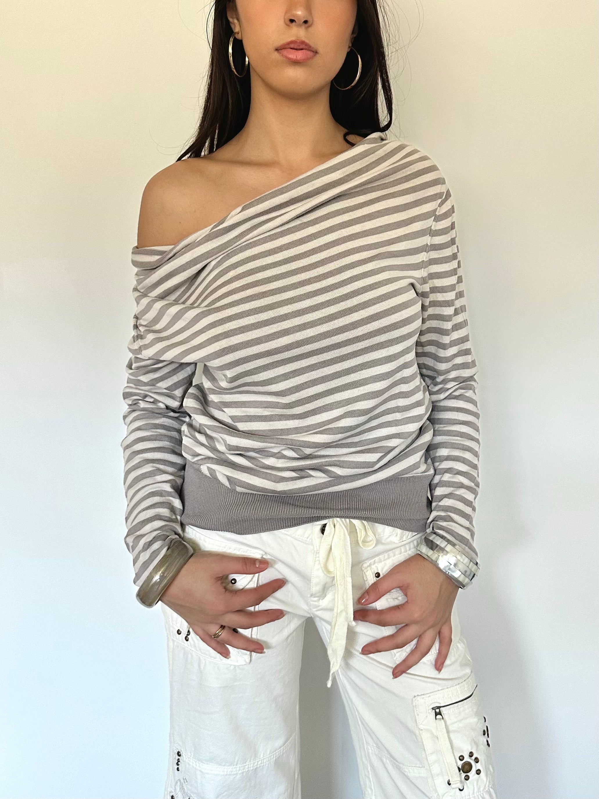 stripe slouchy knit — size m