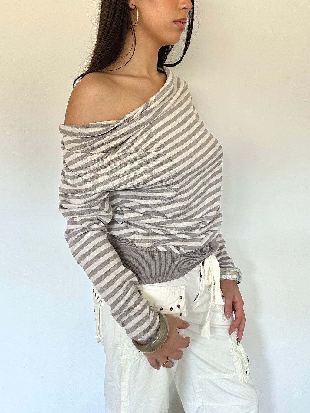stripe slouchy knit — size m