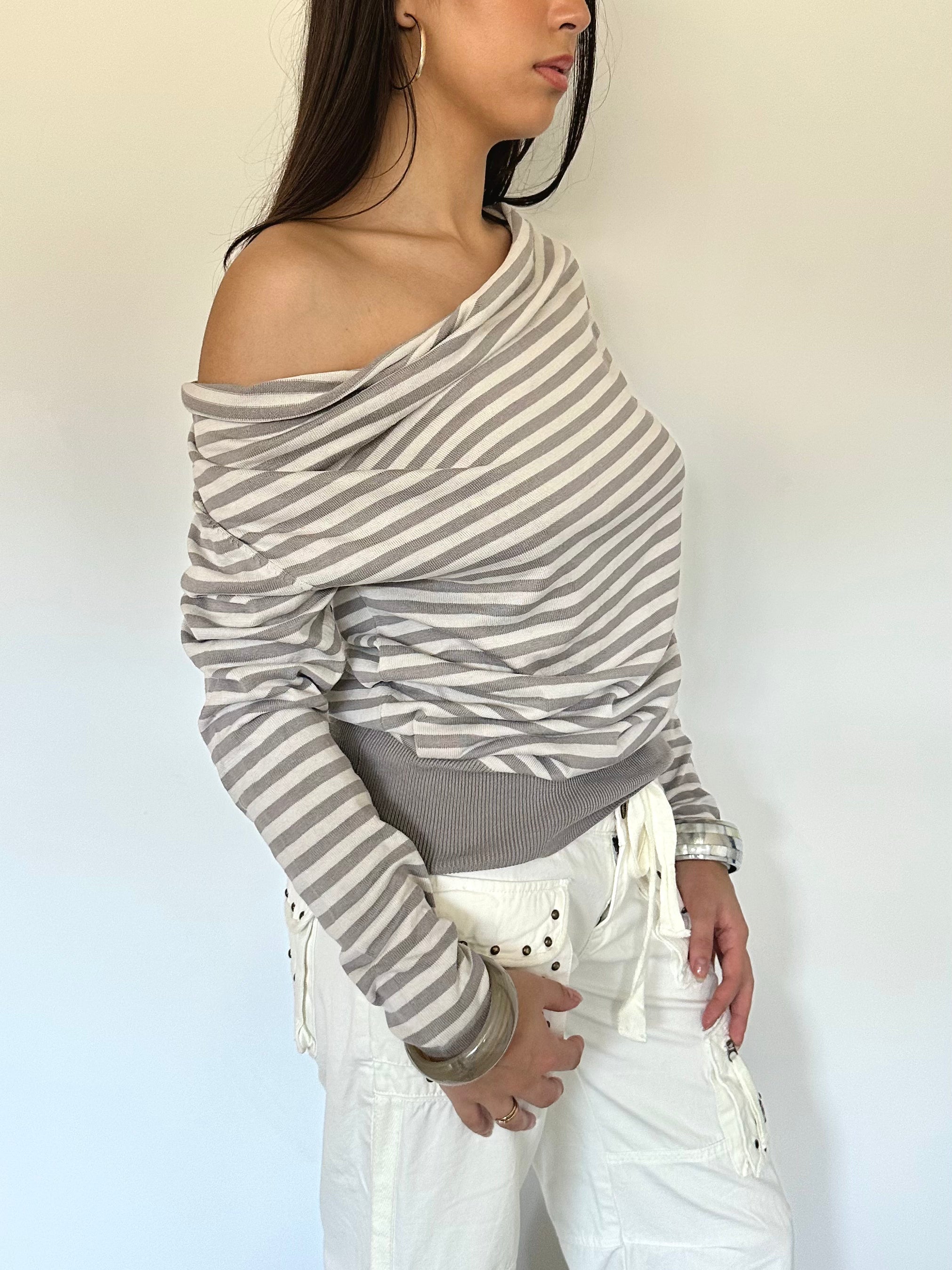 stripe slouchy knit — size m