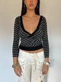 striped long sleeve top — size s