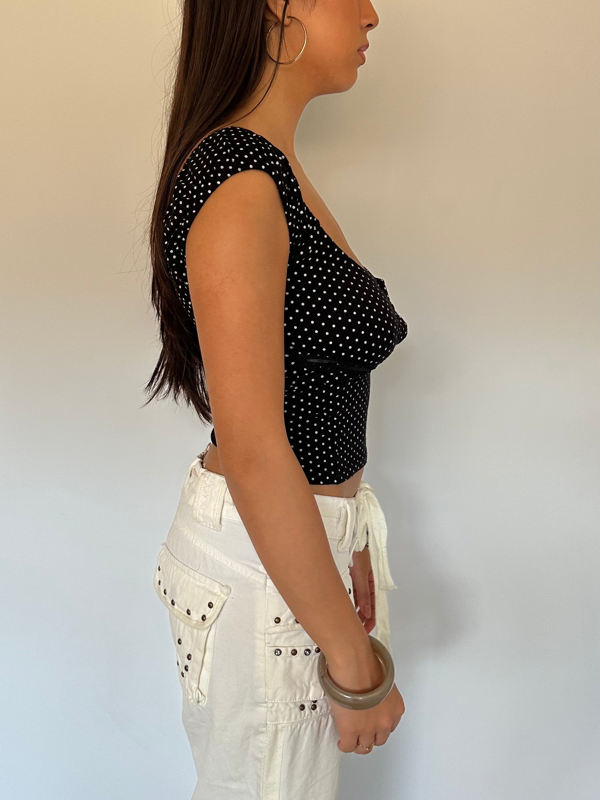polka dot top — size m