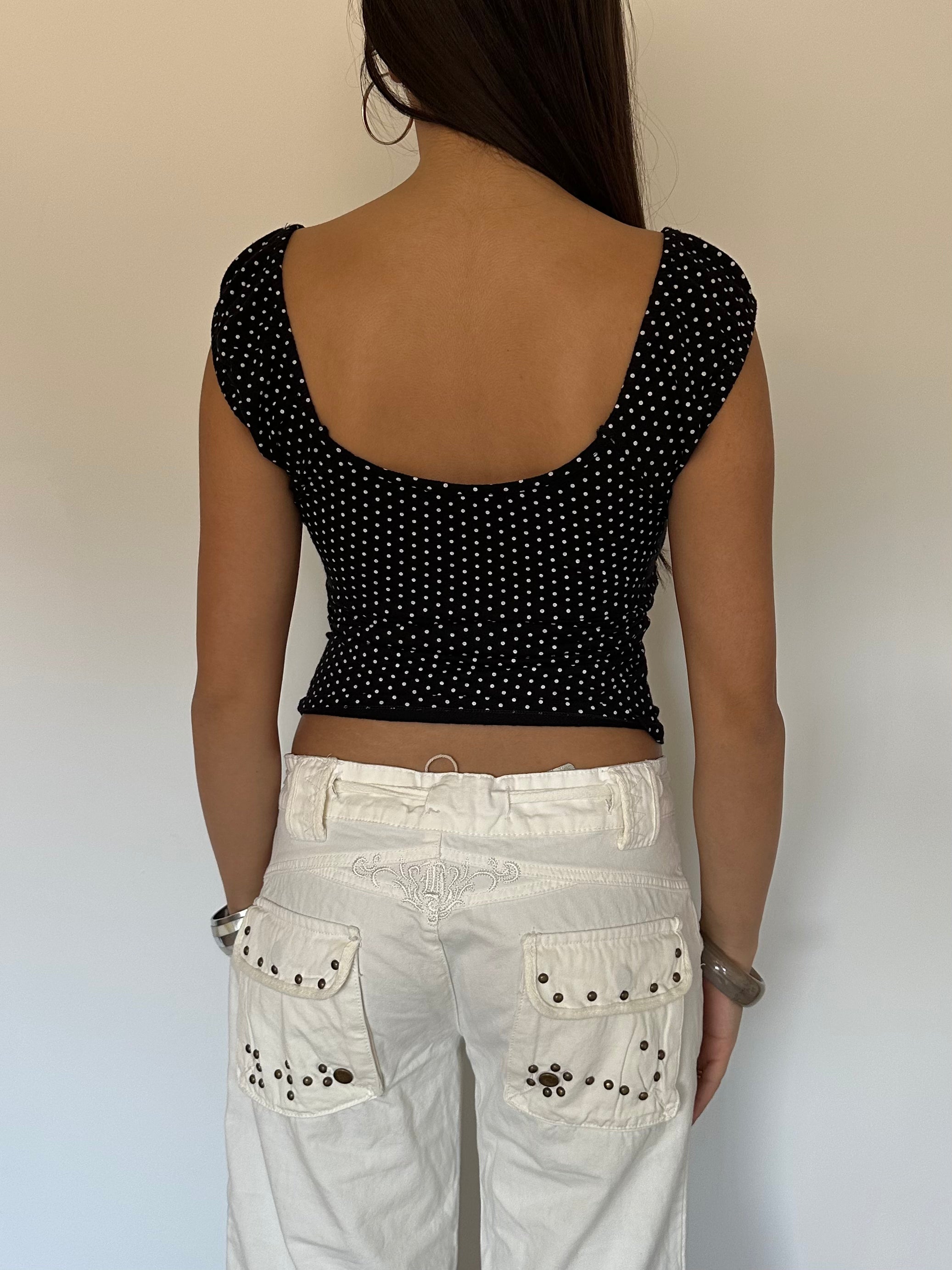 polka dot top — size m