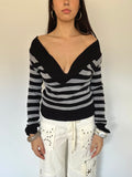 off shoulder stripe knit — size m/l