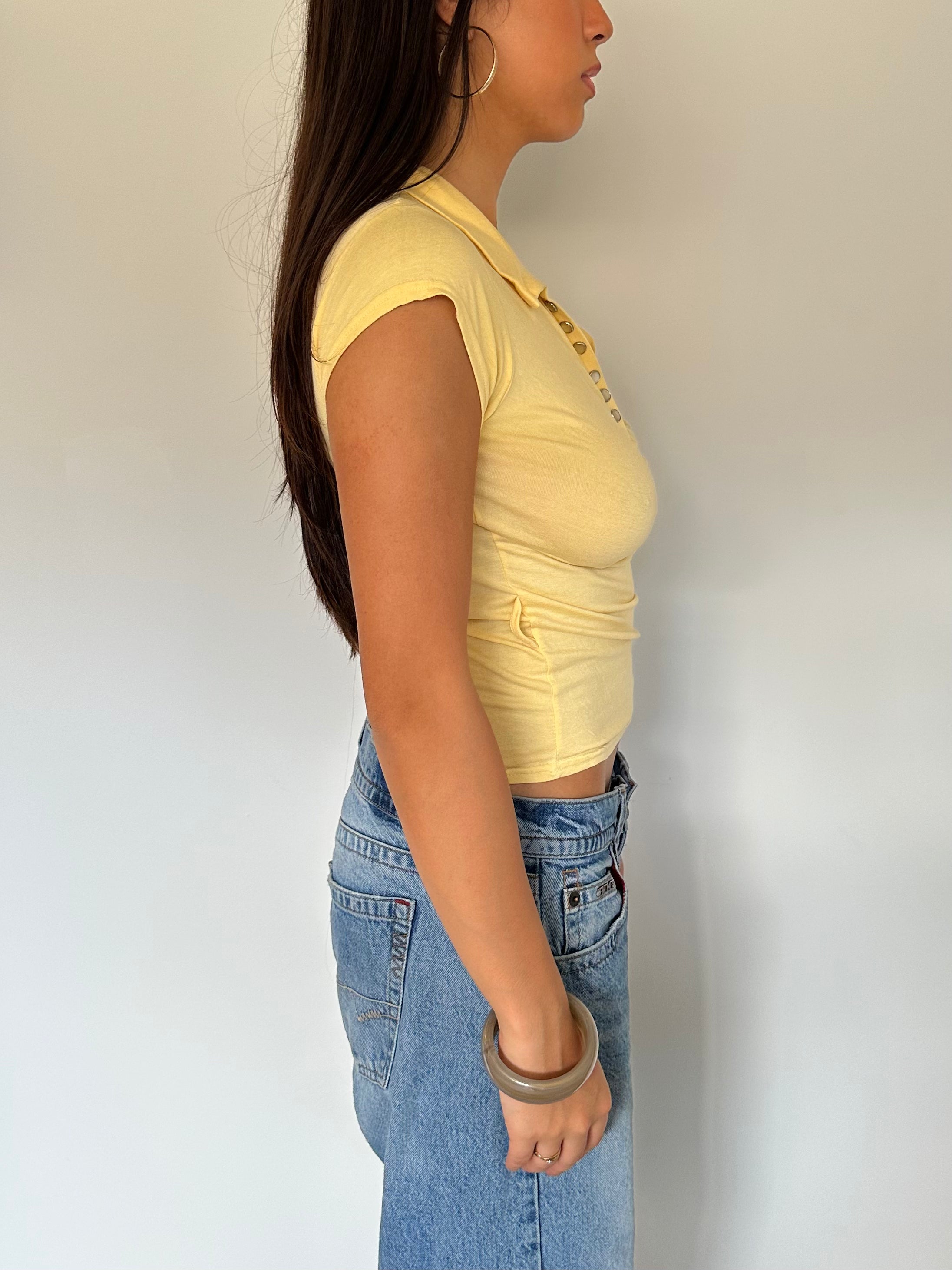 ruched polo top — size s/m