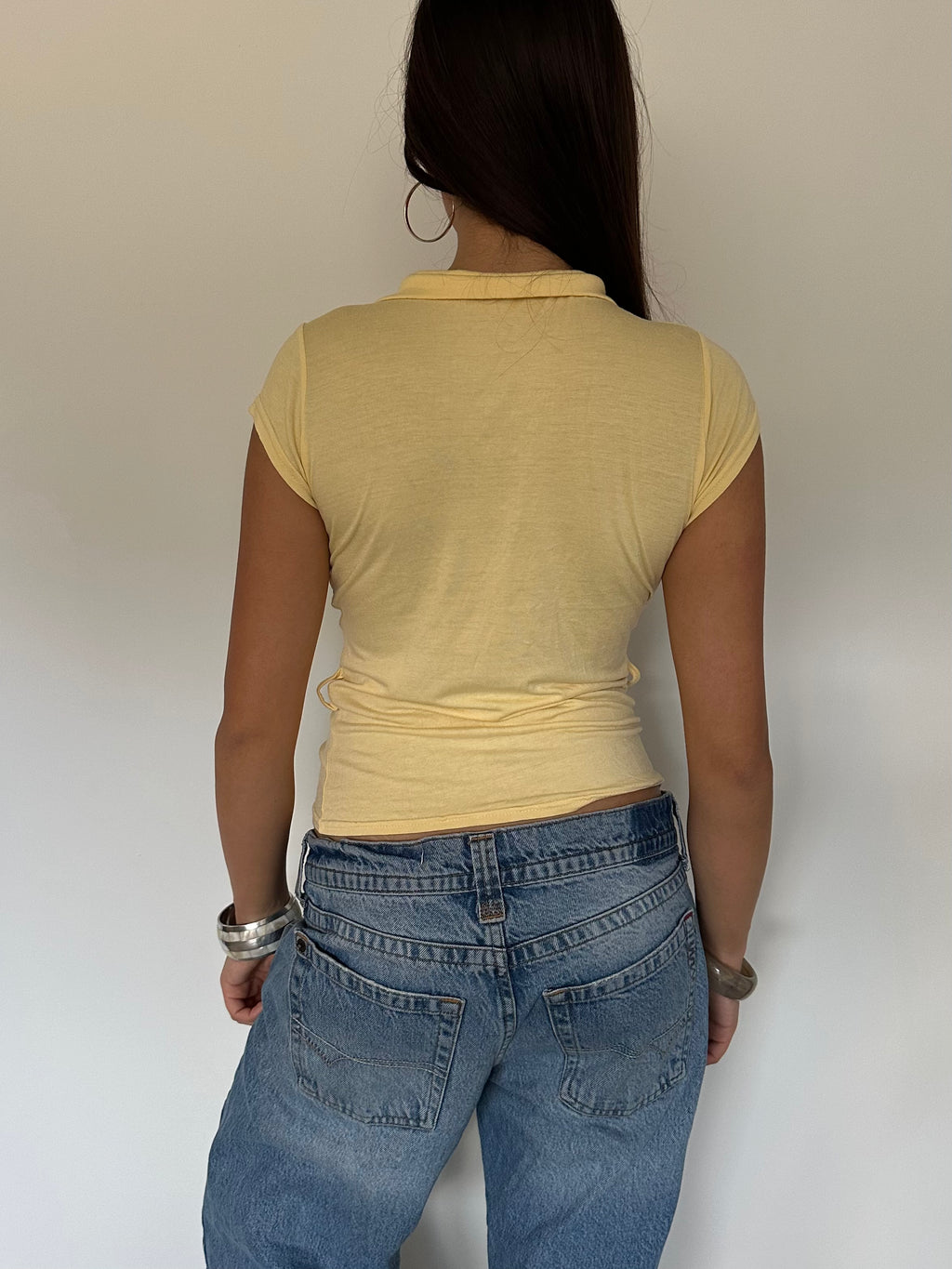 ruched polo top — size s/m