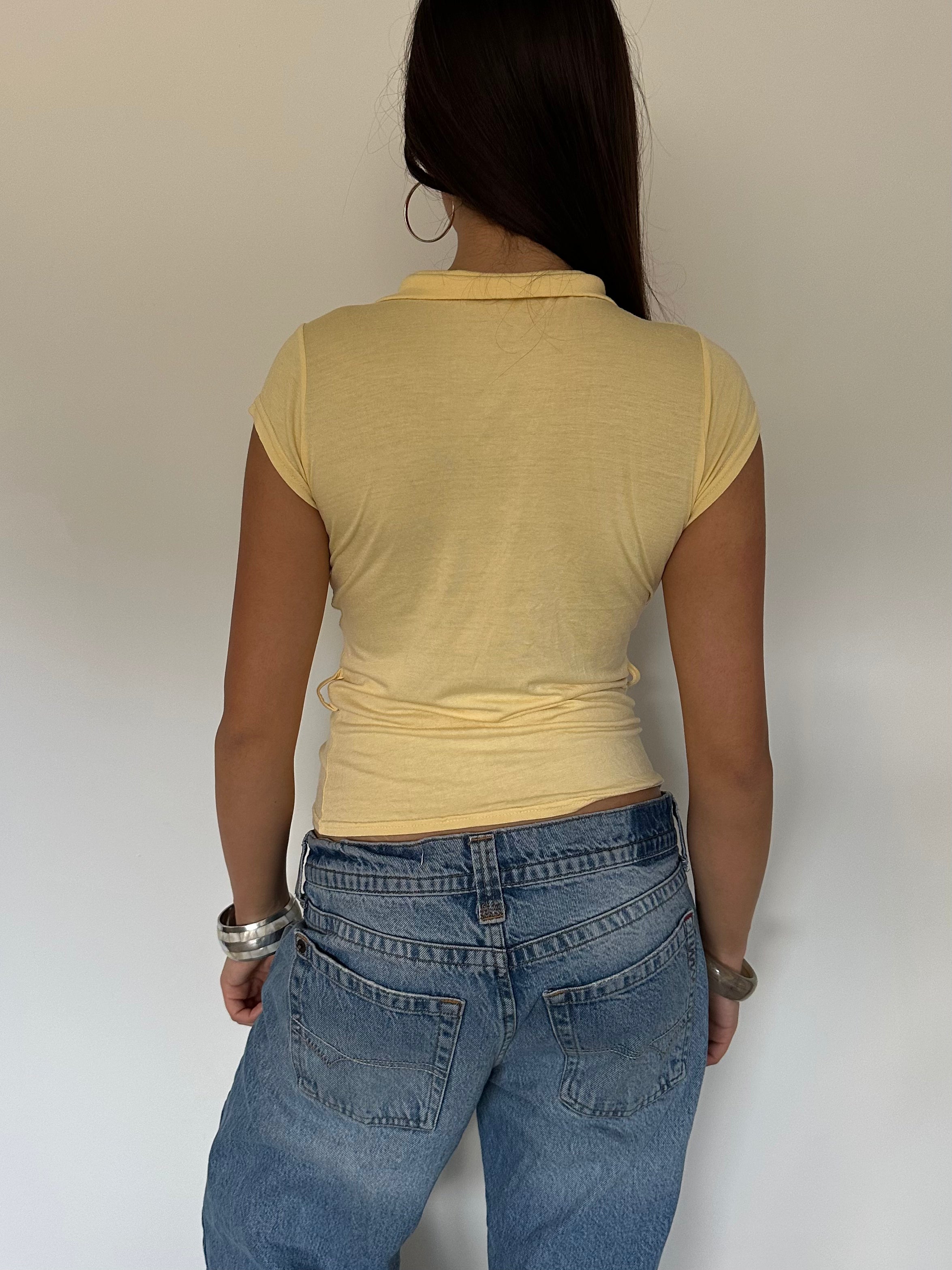 ruched polo top — size s/m