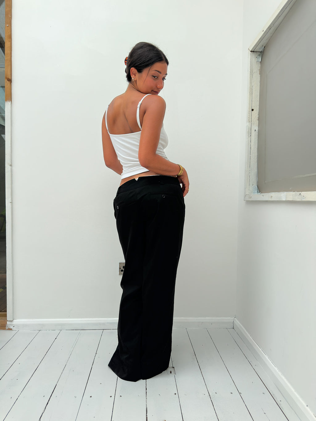 low rise wide leg trousers — size S/M