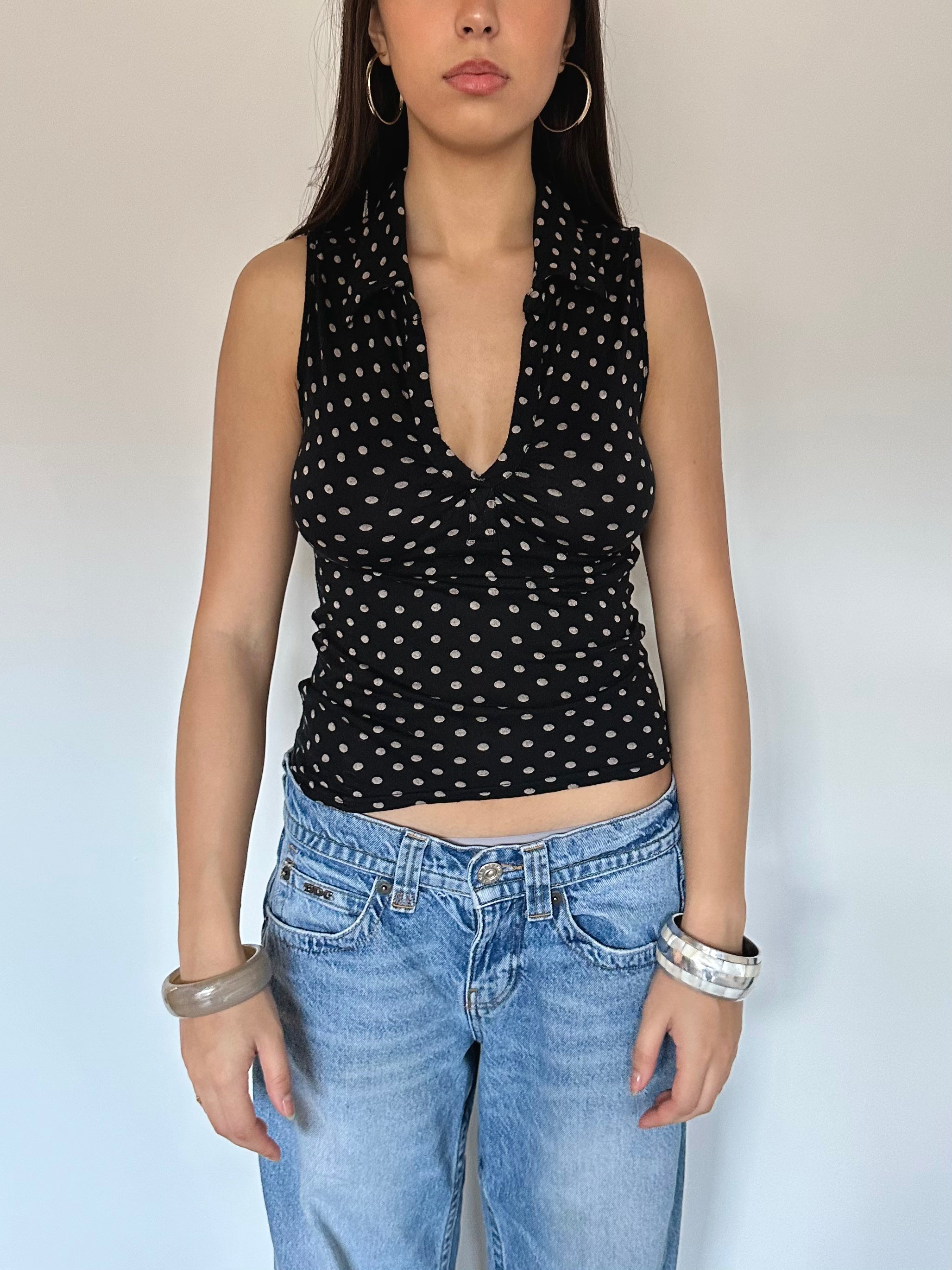 polka dot top — size s