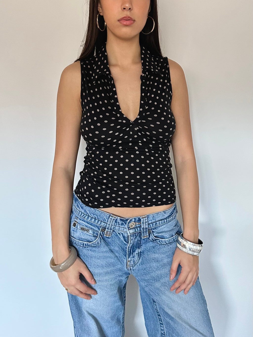 polka dot top — size s