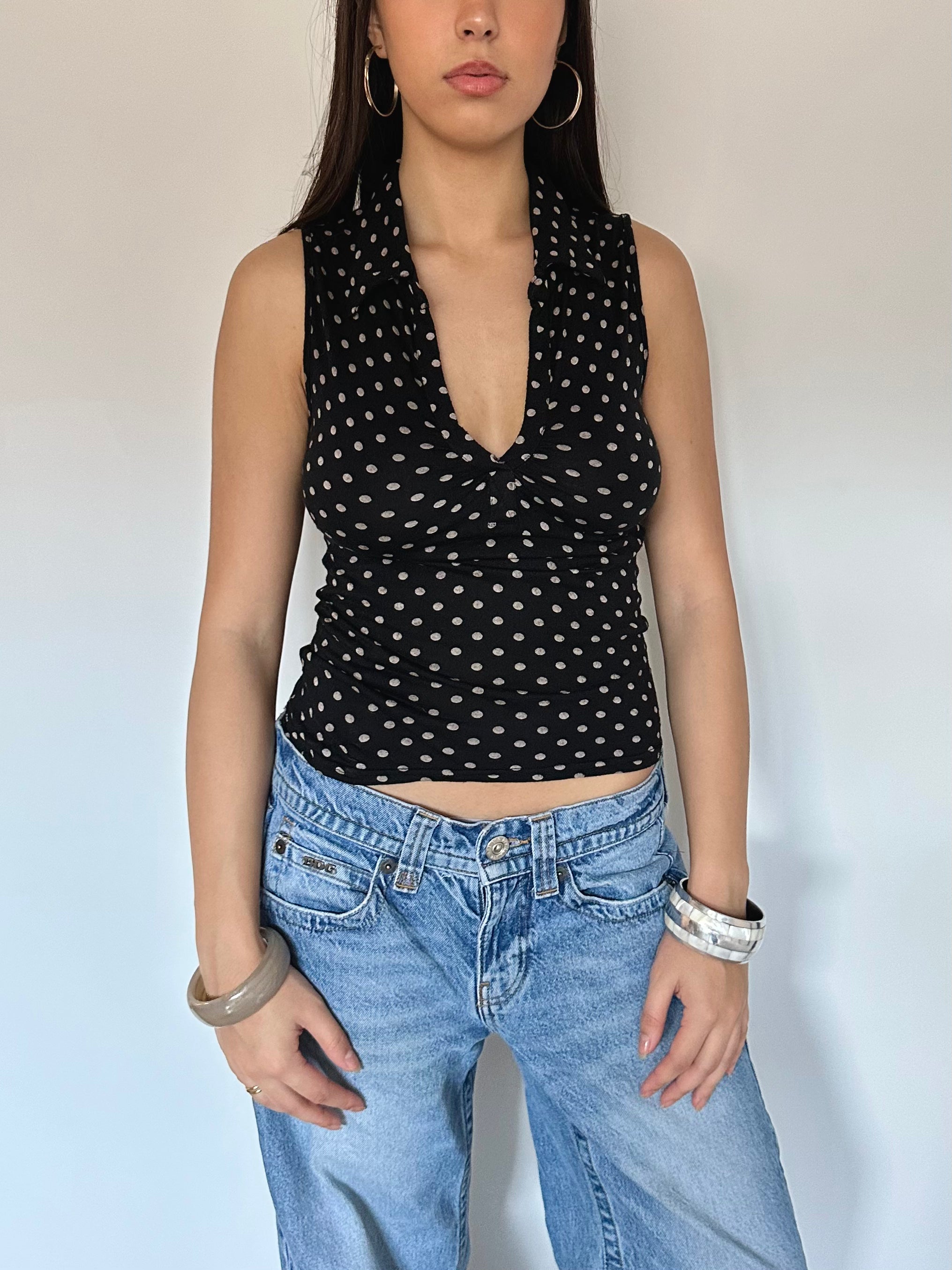 polka dot top — size s