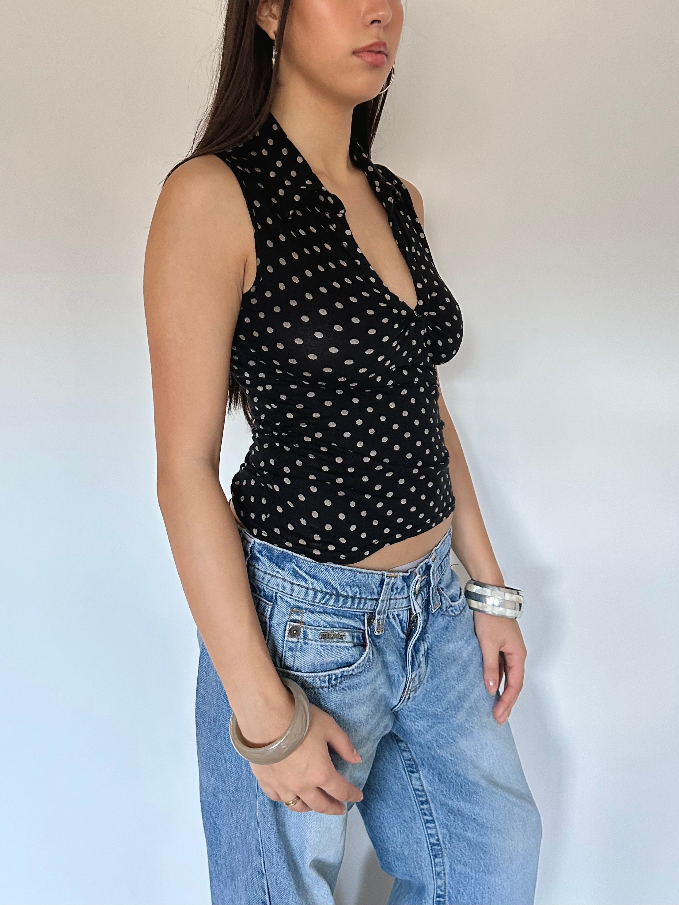 polka dot top — size s