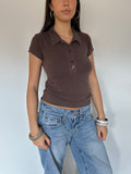 buttoned polo top — size s