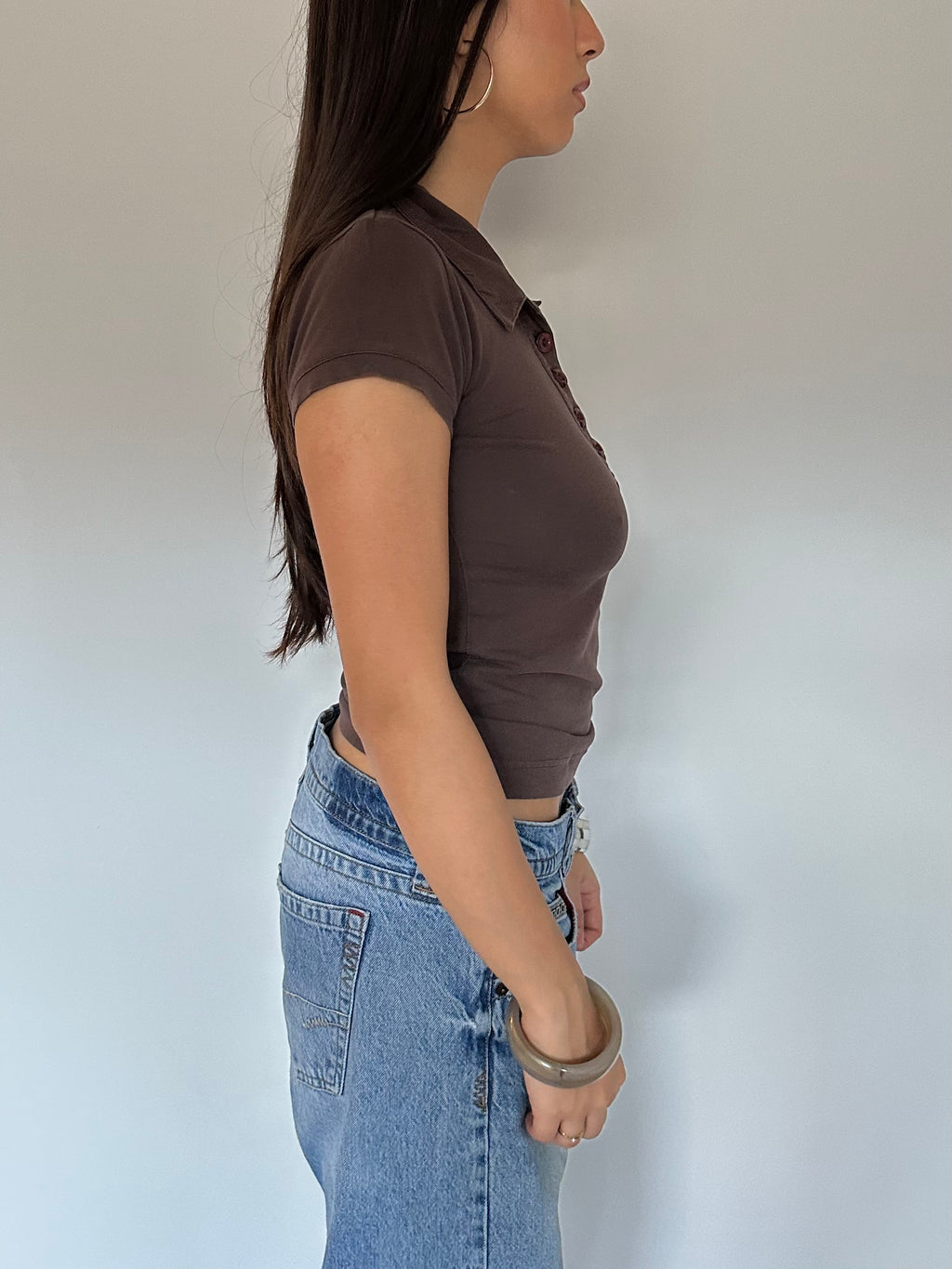 buttoned polo top — size s