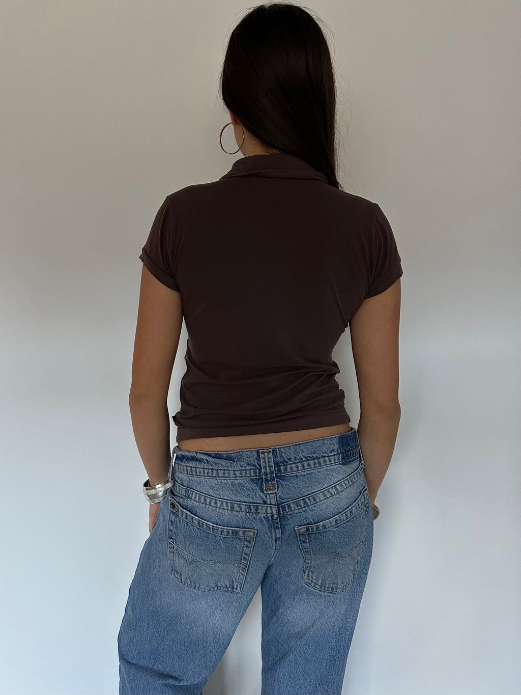 buttoned polo top — size s