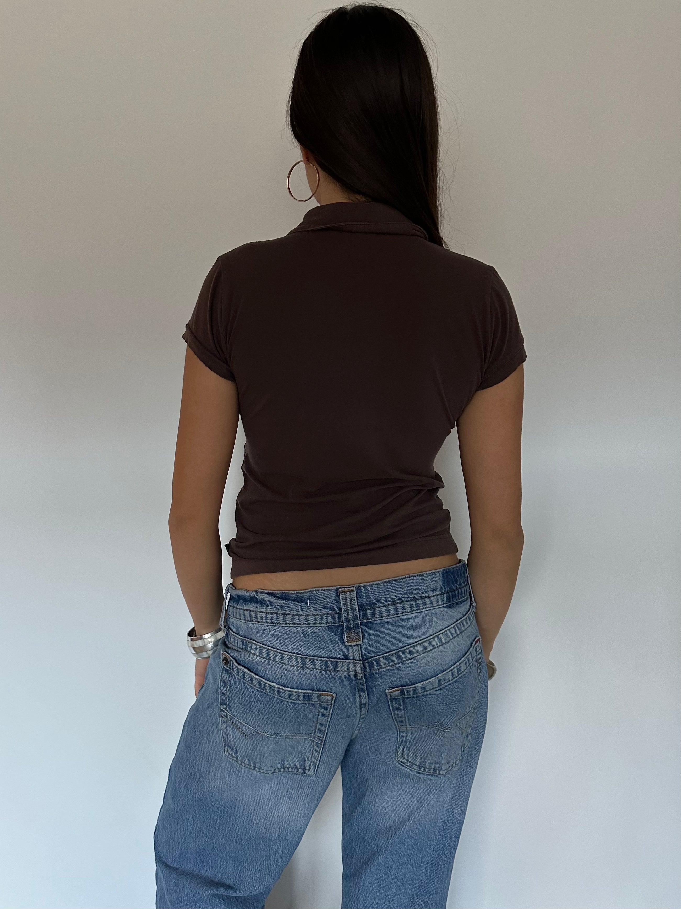 buttoned polo top — size s
