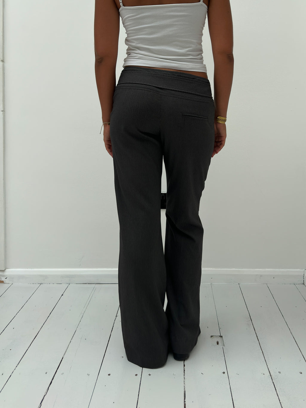 low rise pinstripe trousers — size S