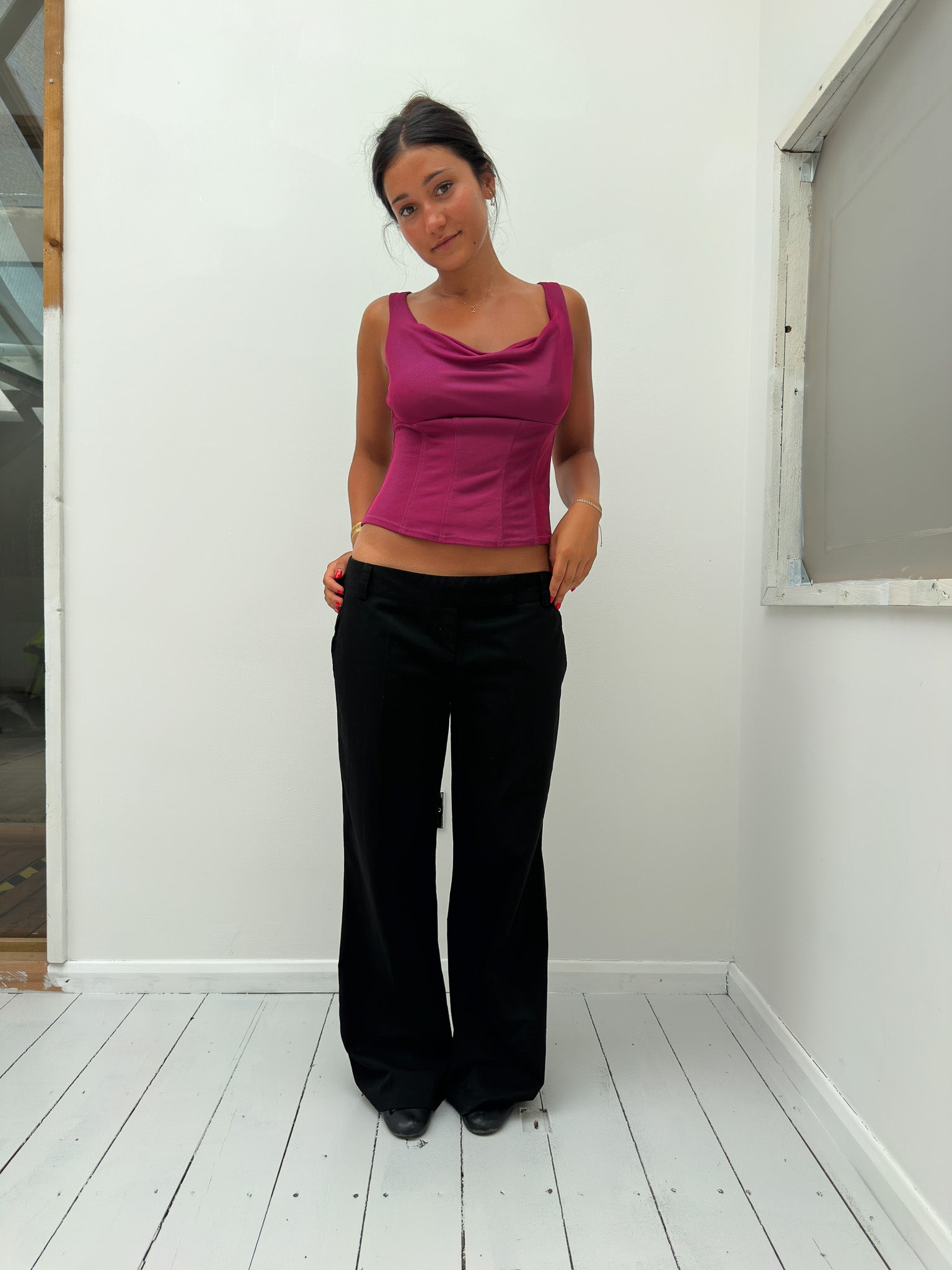slinky cowl neck top — size S