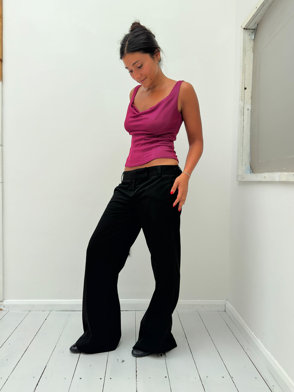 slinky cowl neck top — size S
