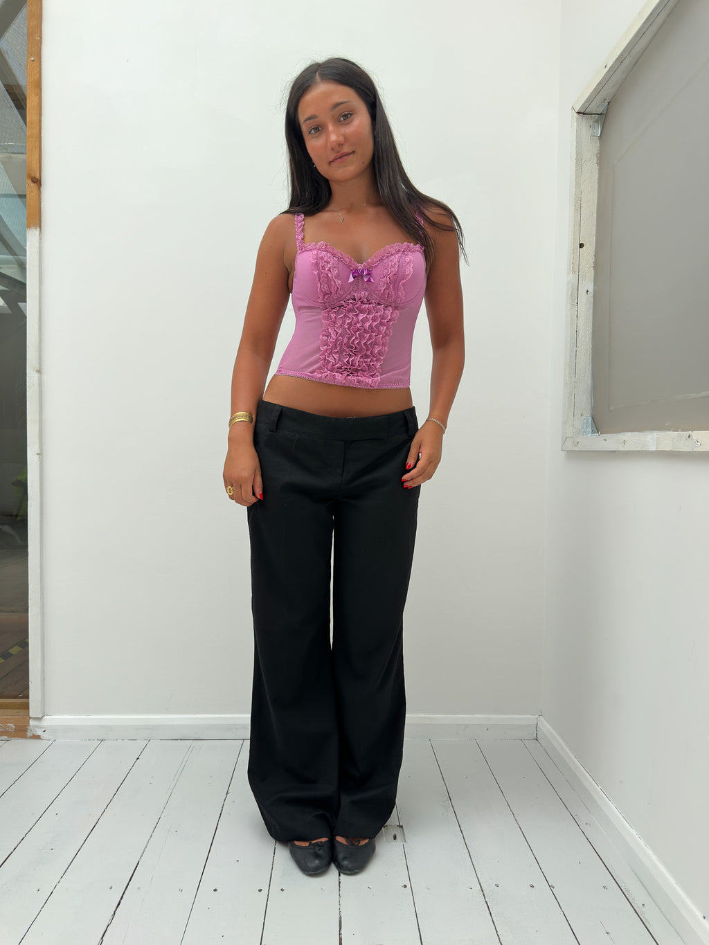 ruffle corset top — size XS/S