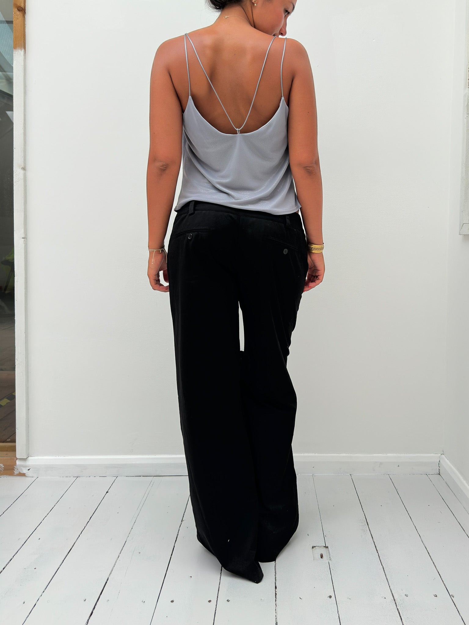 slinky metallic cowl neck top — size S/M