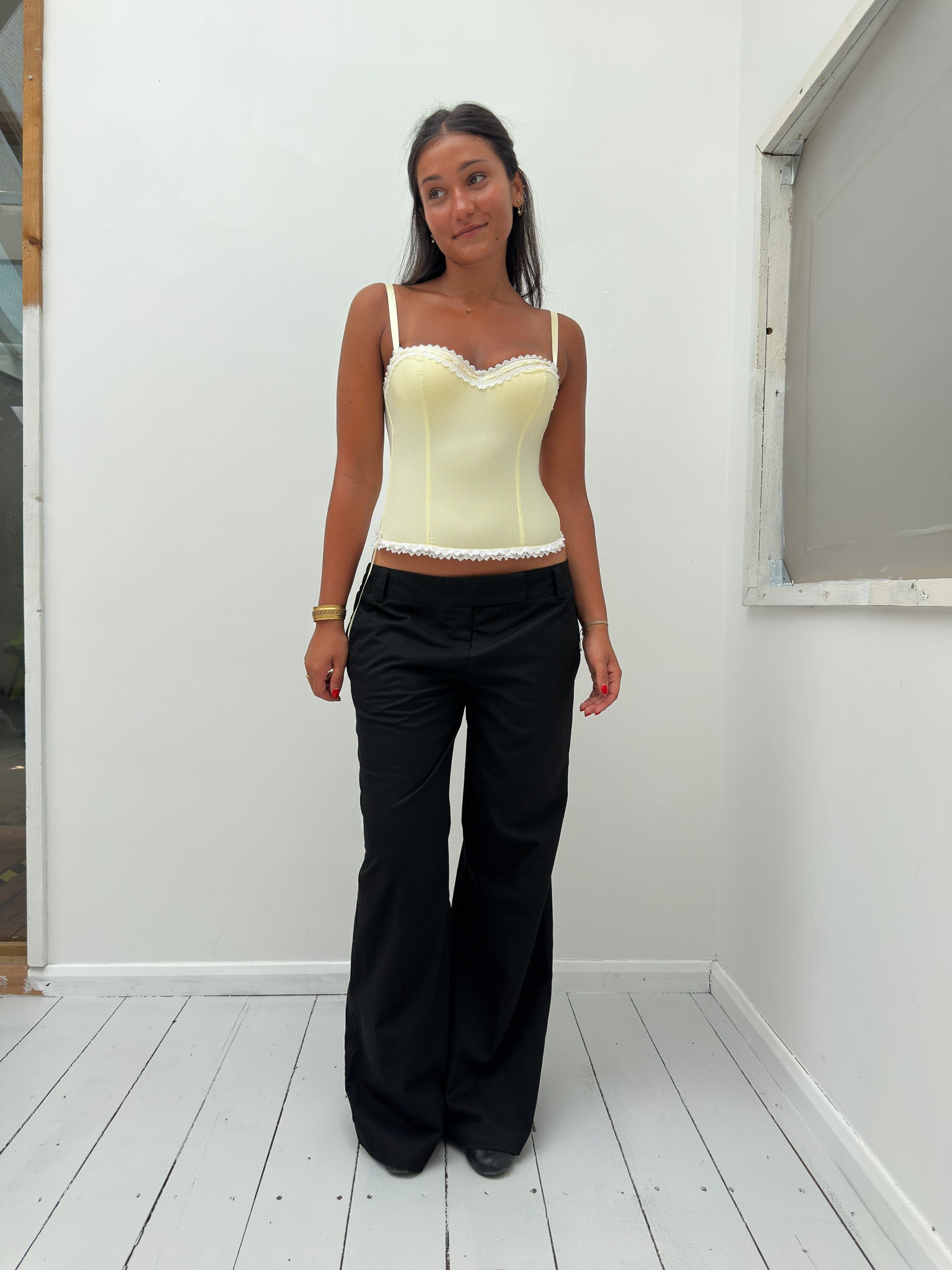 baby yellow corset top — size XS/S