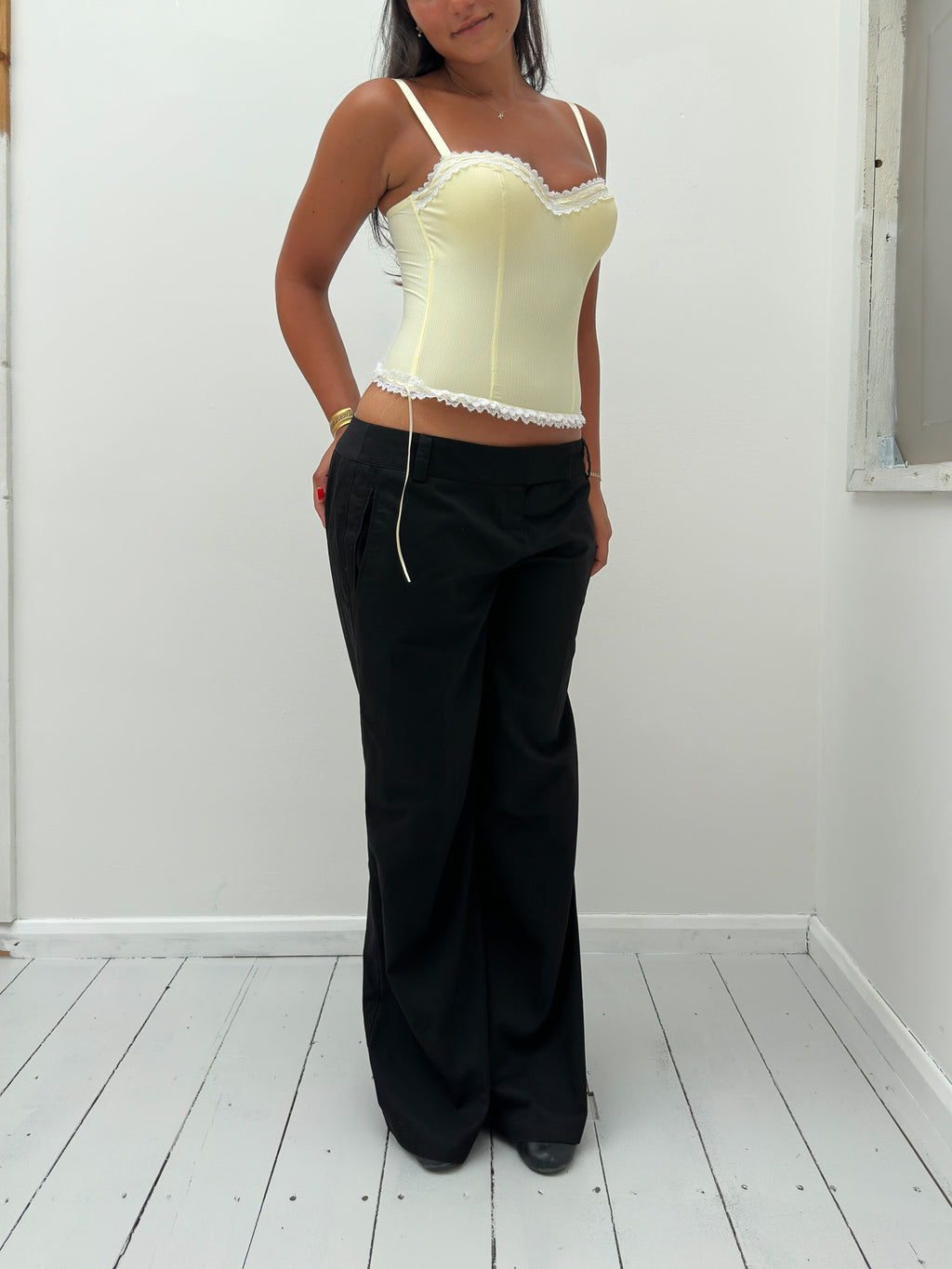 baby yellow corset top — size XS/S