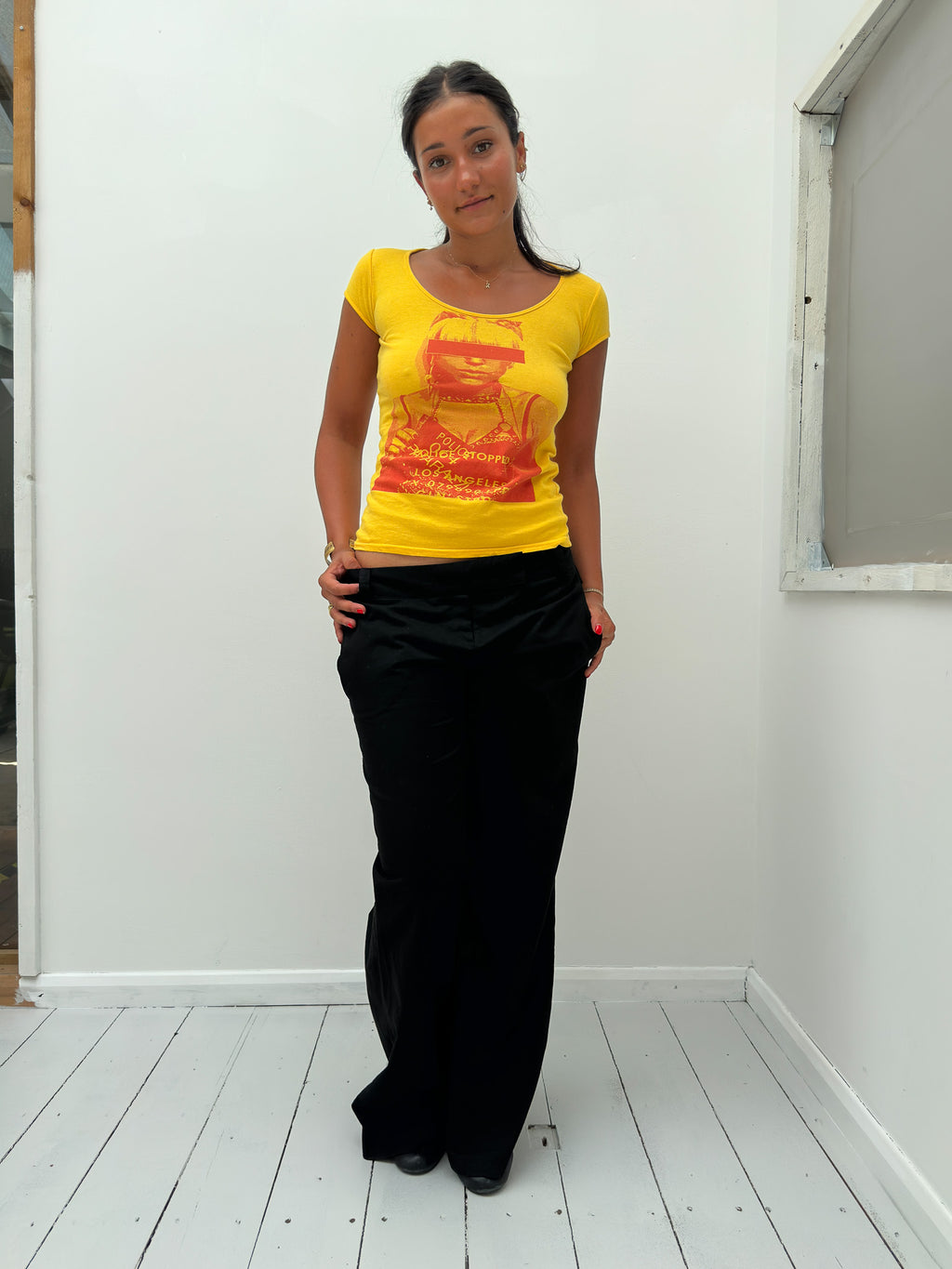 graphic baby tee — size S