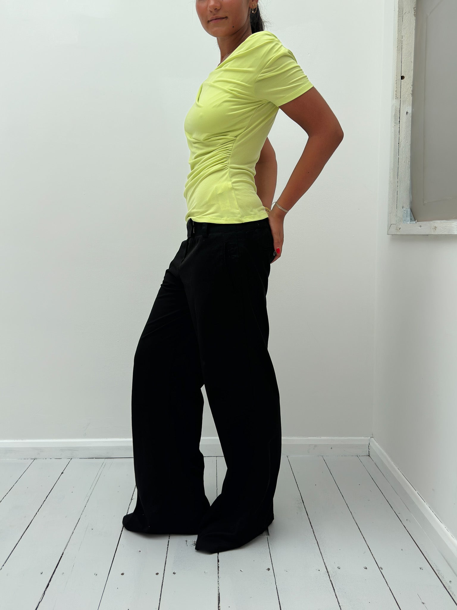 draped asymmetric slinky tee — size S