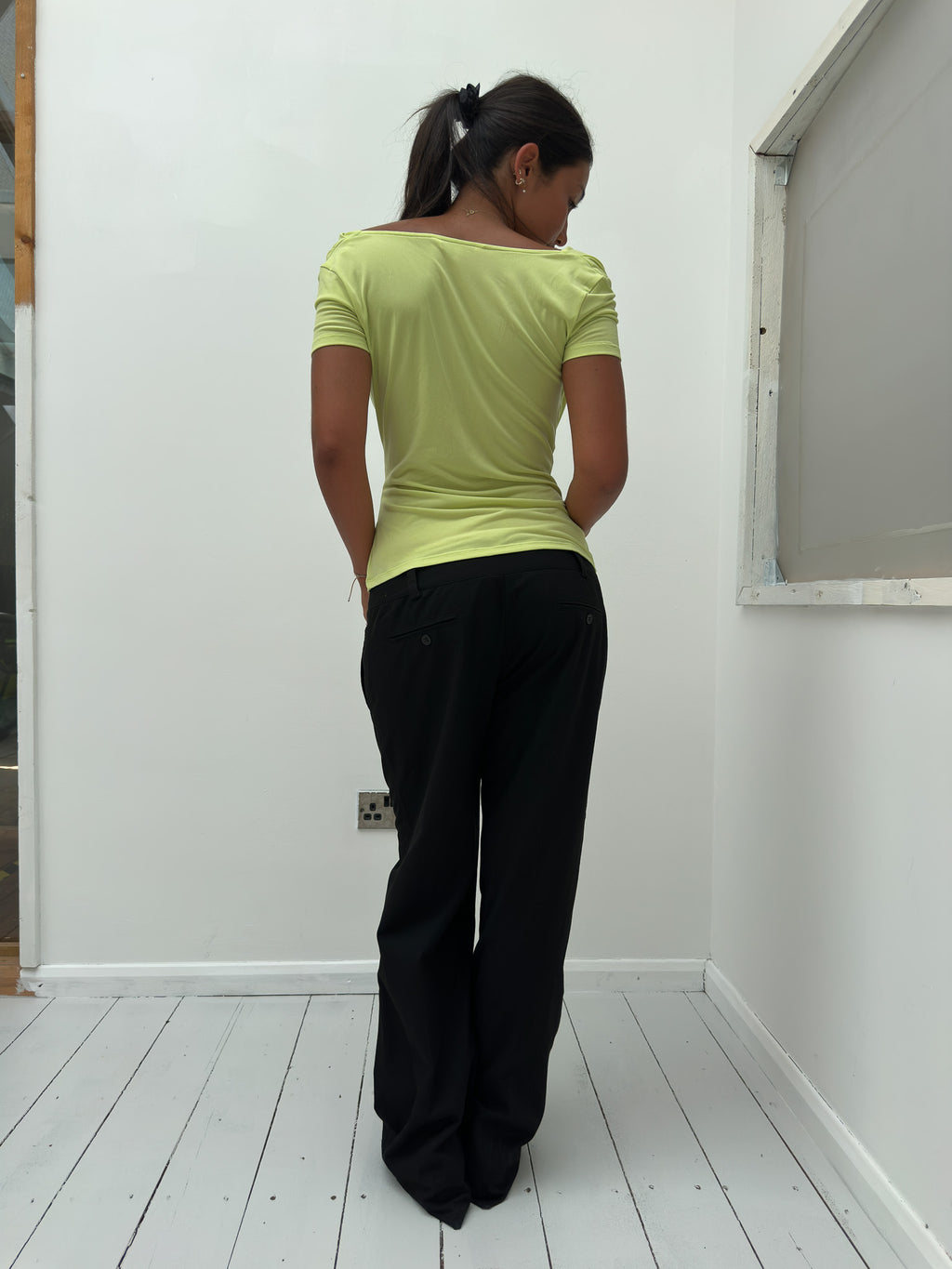 draped asymmetric slinky tee — size S