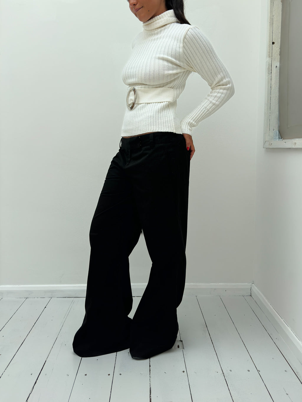 belted roll-neck jumper — size S