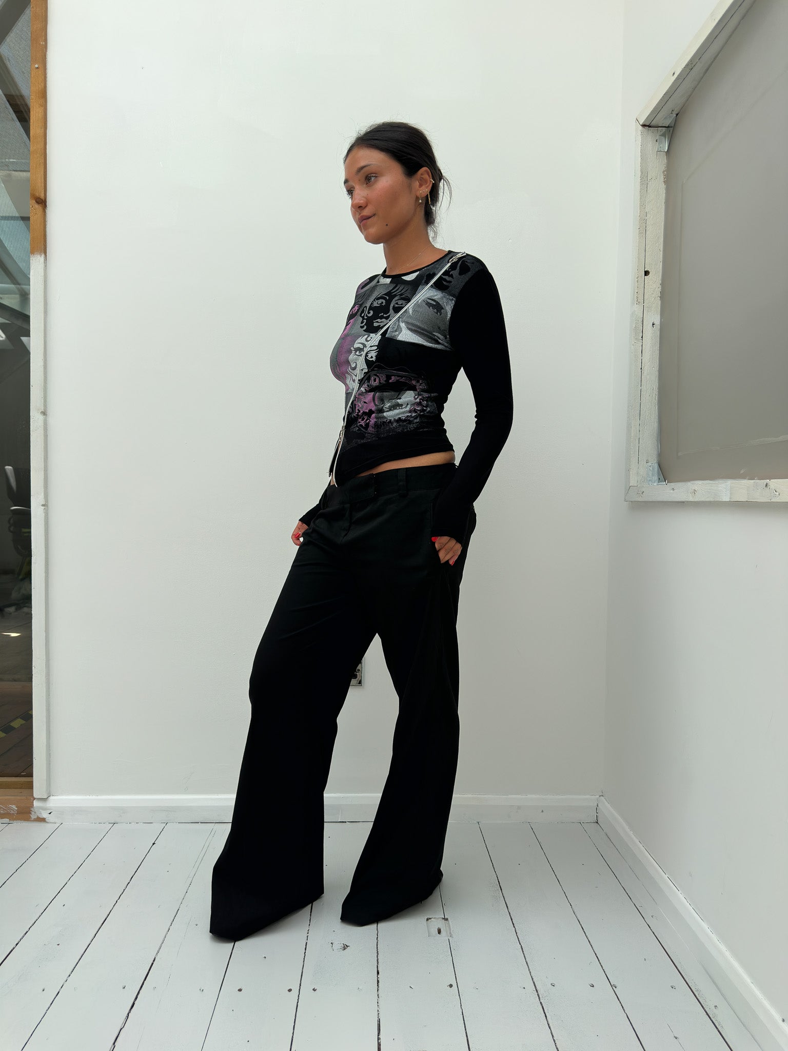 zip long sleeve top — size S