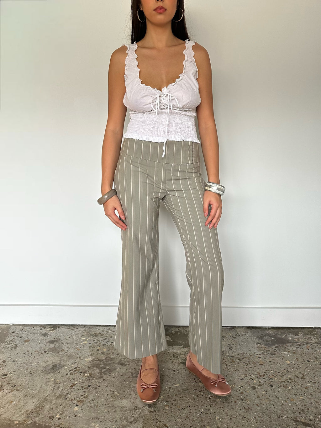 hook eye pinstripe trousers — size xs