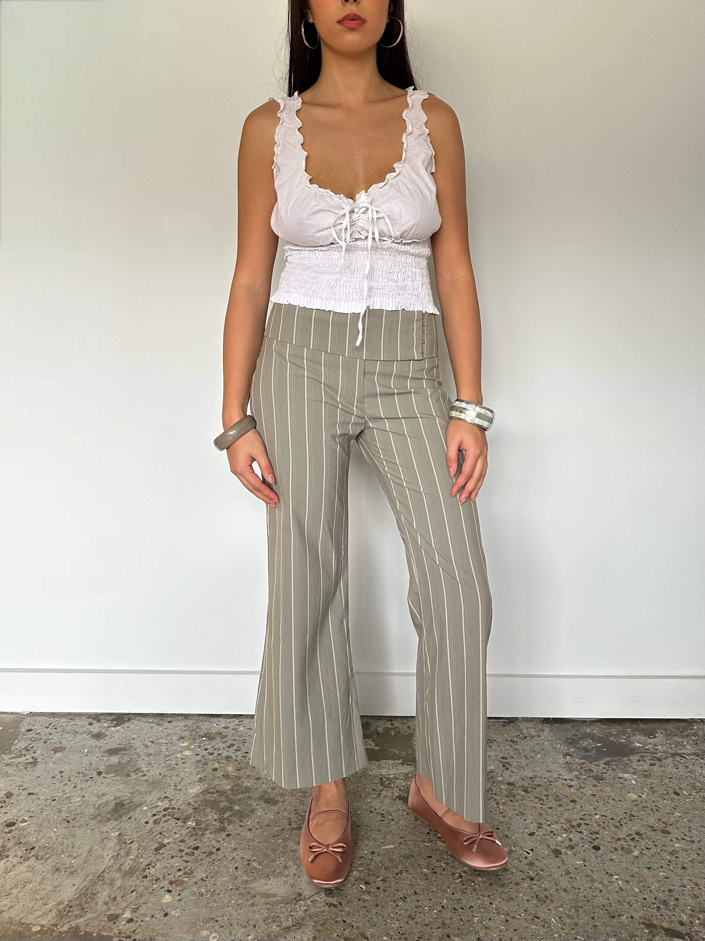 hook eye pinstripe trousers — size xs